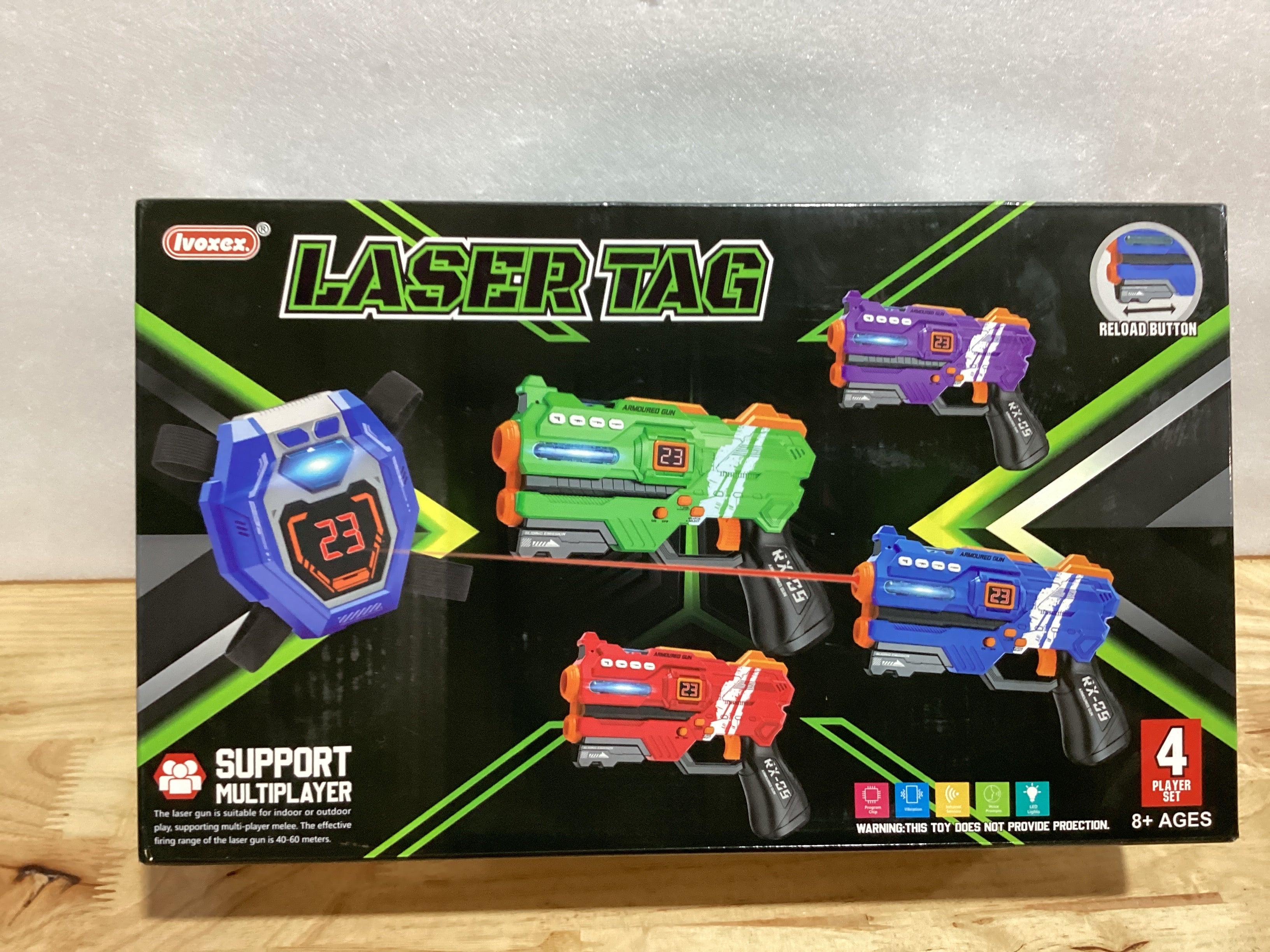 Set Laser Tag 4 Pistolas con Chalecos LED | Niños y Adultos