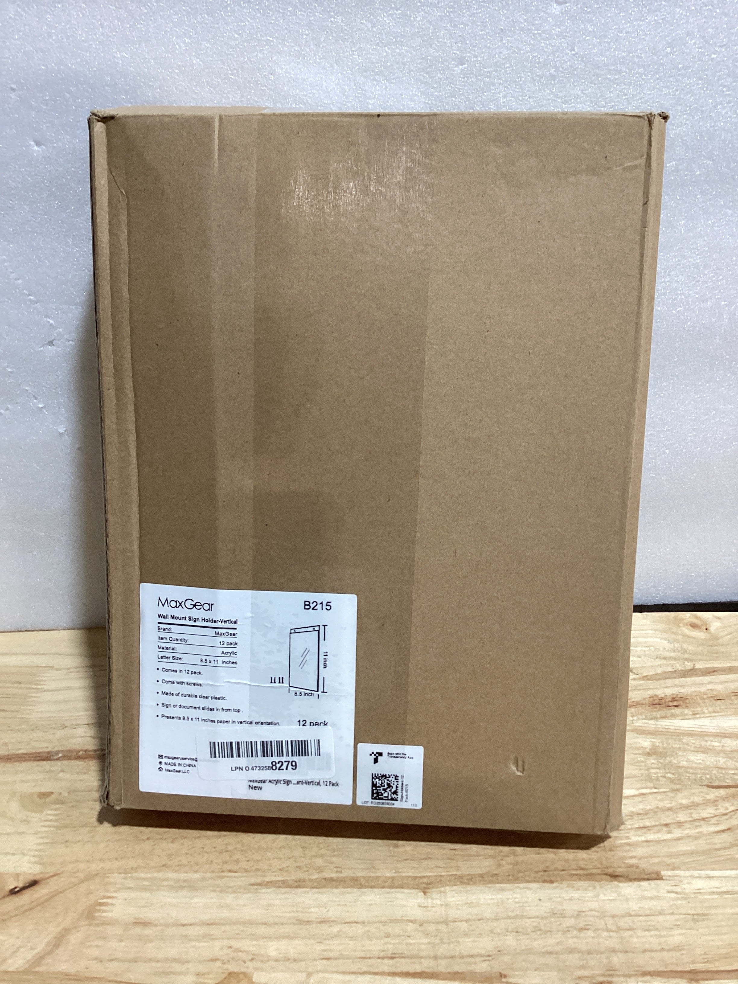 MaxGear Pack 12 Portaletreros de Pared 8.5x11 | Marcos Plástico Transparente con Tornillos | Vertical | Hogar, Oficina y Tienda