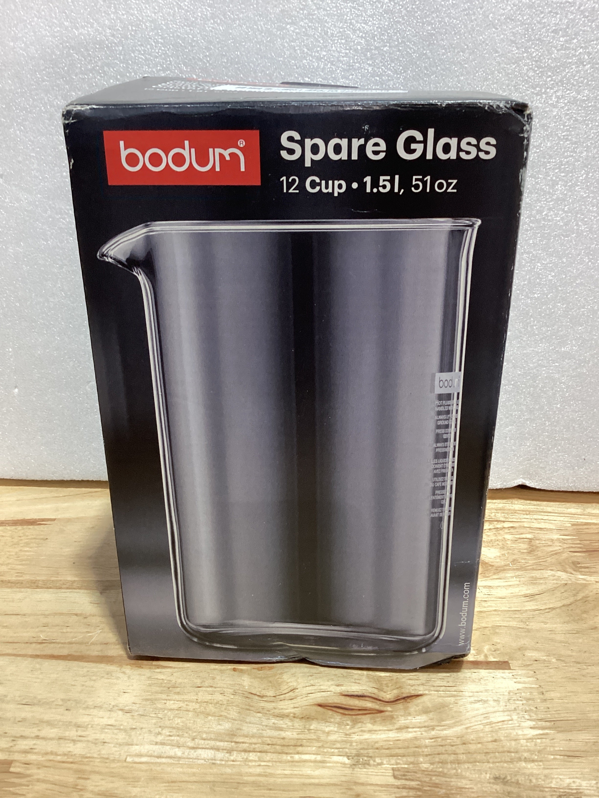 Bodum 1512-10 Vaso de repuesto de vidrio para cafetera de émbolo de 12 tazas