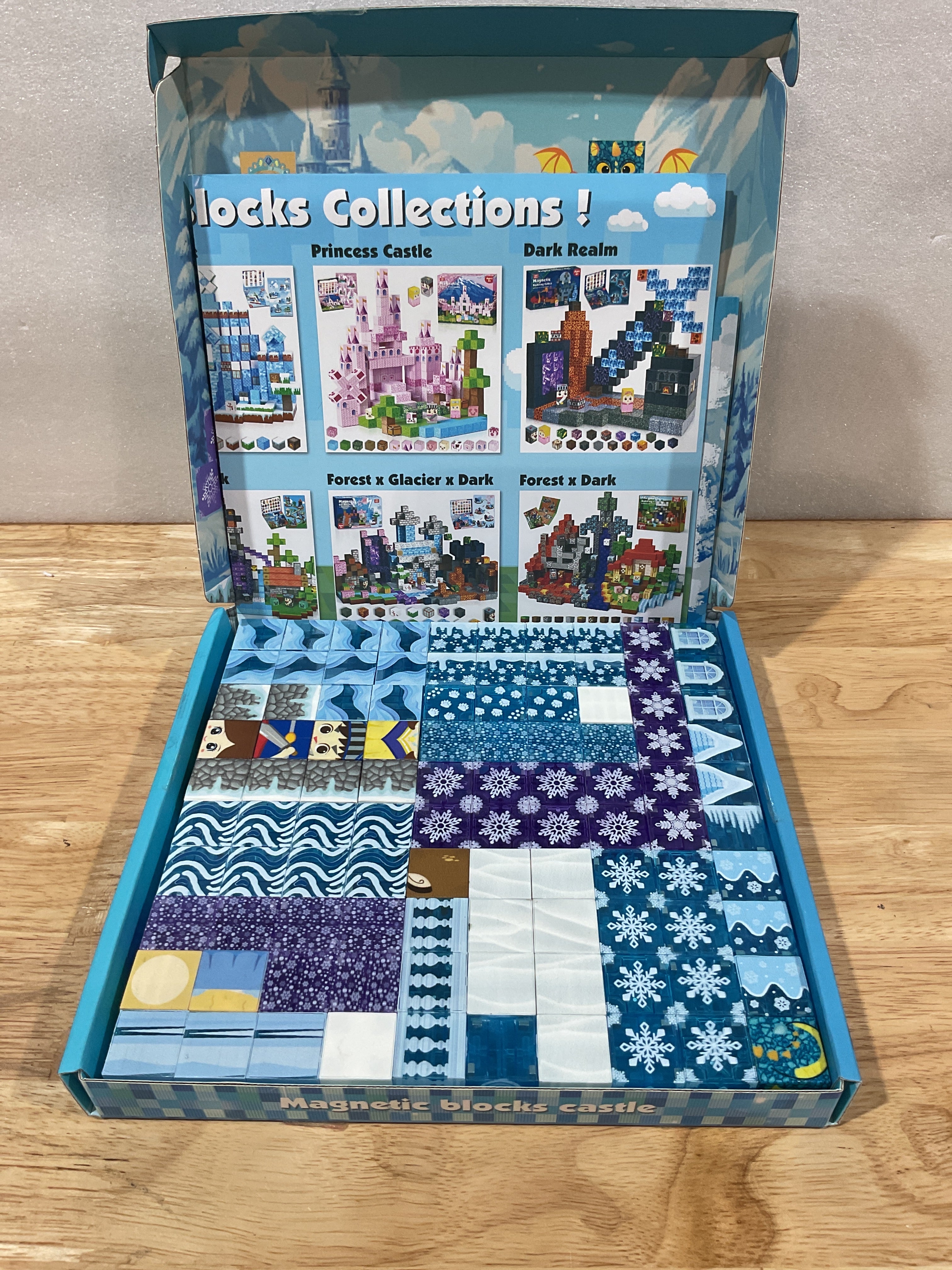 100 Bloques Magnéticos Transparentes para Niñas – Castillo de Princesa Azul, Juego STEM 3–12 Años