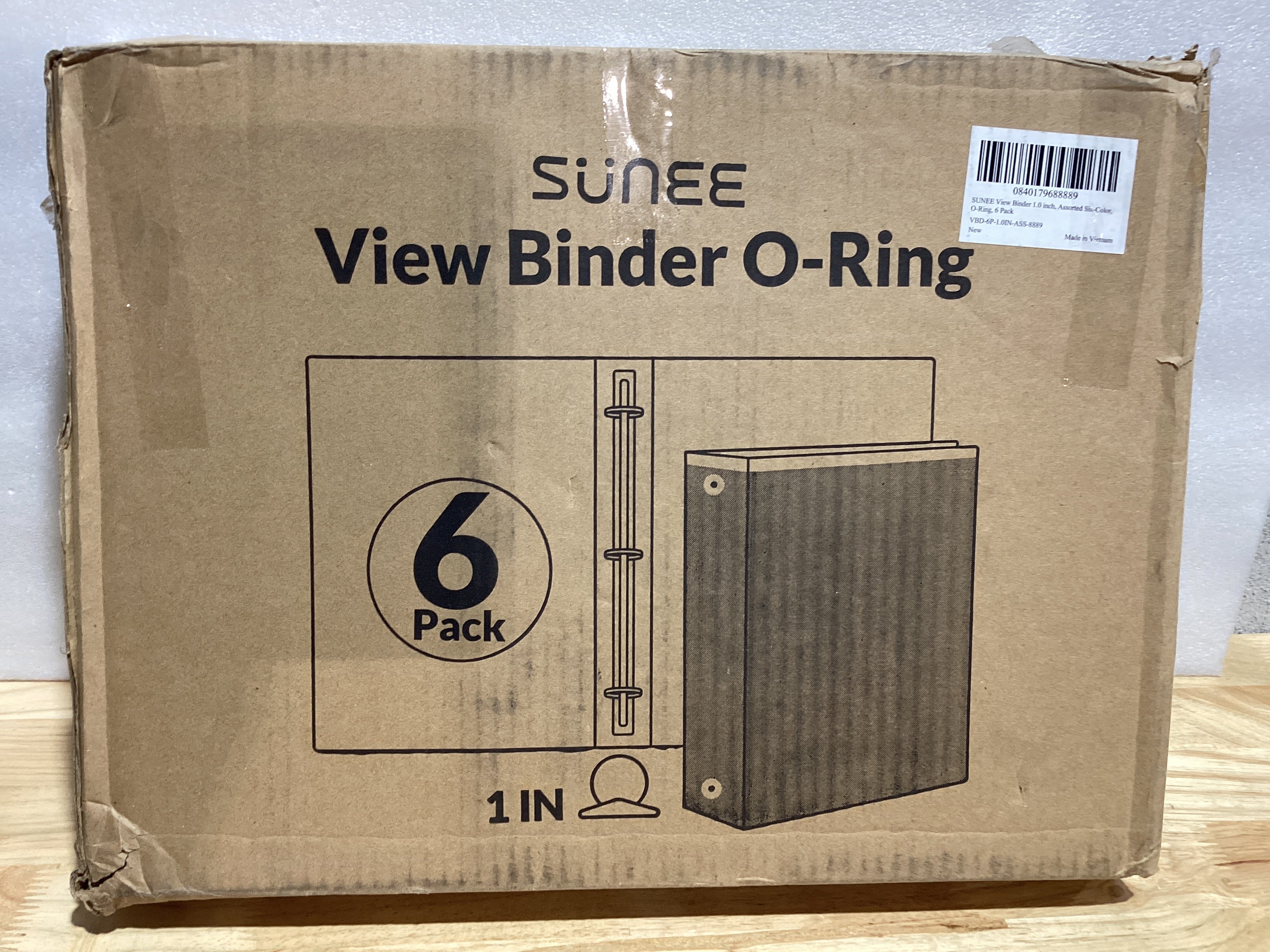 SUNEE 1 Inch Binders 3 Ring 6 Pack, Clear View Three Ring Binders PVC-Free (Fit 8.5x11 Inches) for School or Office Supplies, Pastel Binder