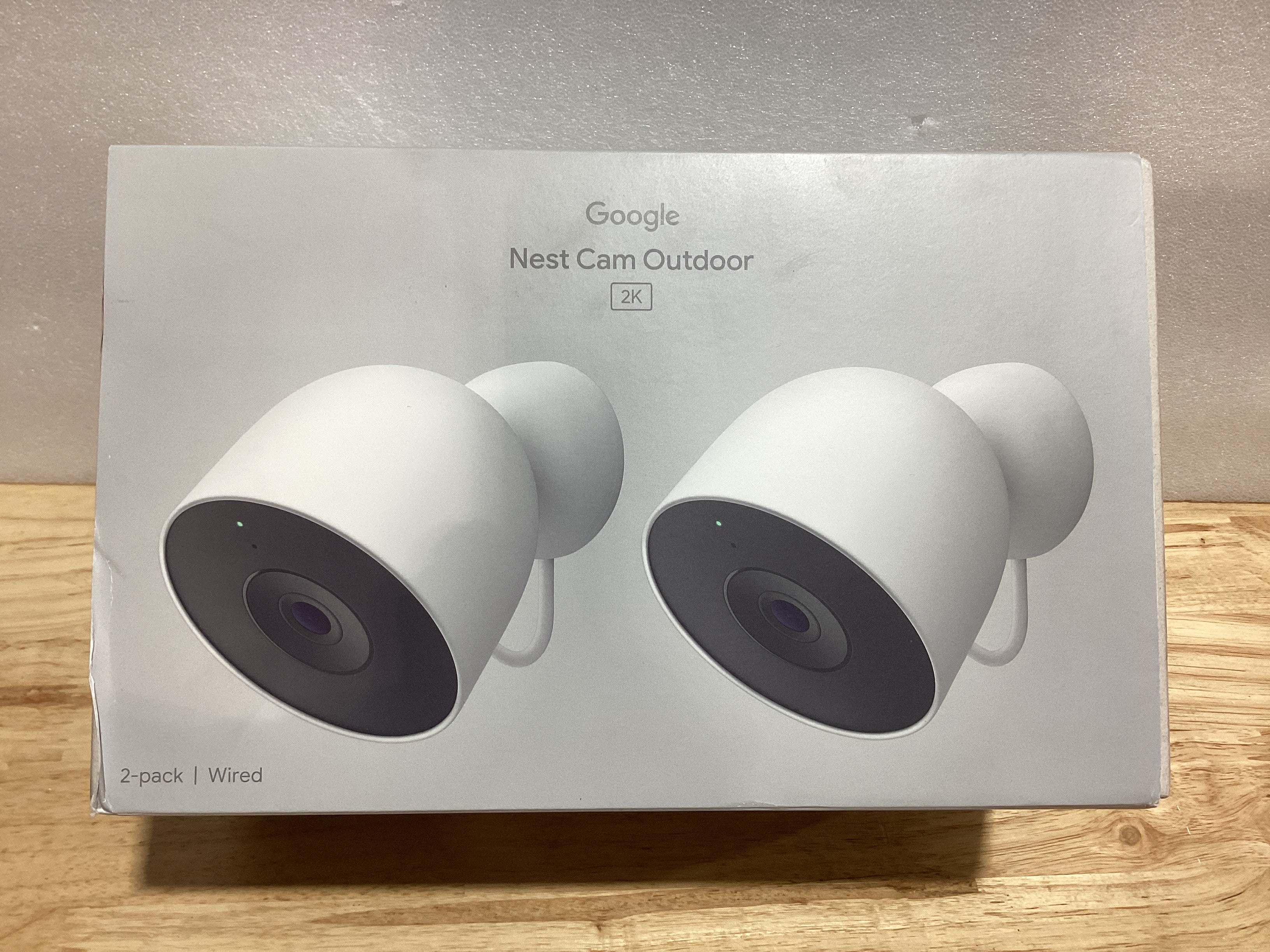 Google Nest Cam Outdoor con Cable 2da Gen — Pack 2 Cámaras de Seguridad 2K con Visión Nocturna