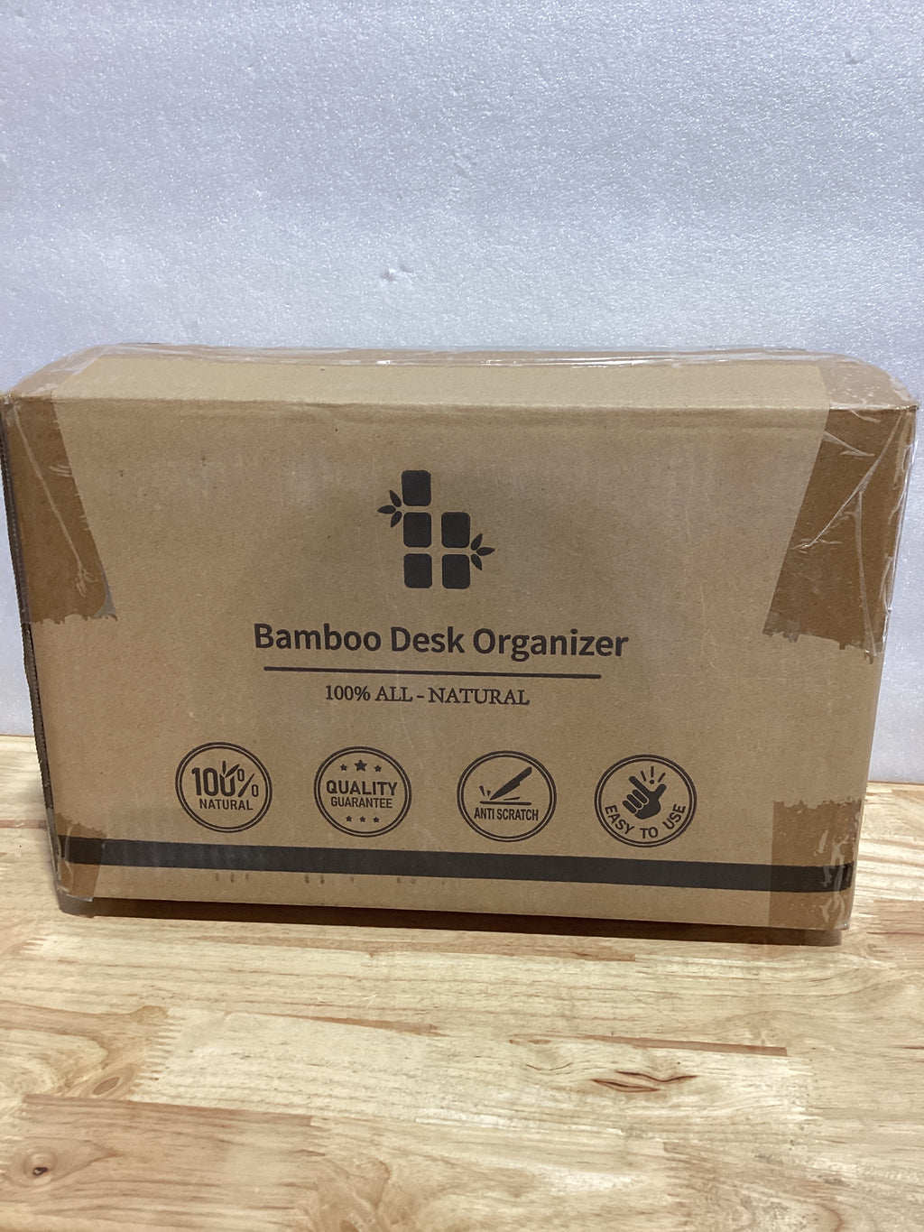 WISUCART Organizador de Escritorio de Bambú con Cajón | Clasificador de Correo y Maquillaje | Marrón