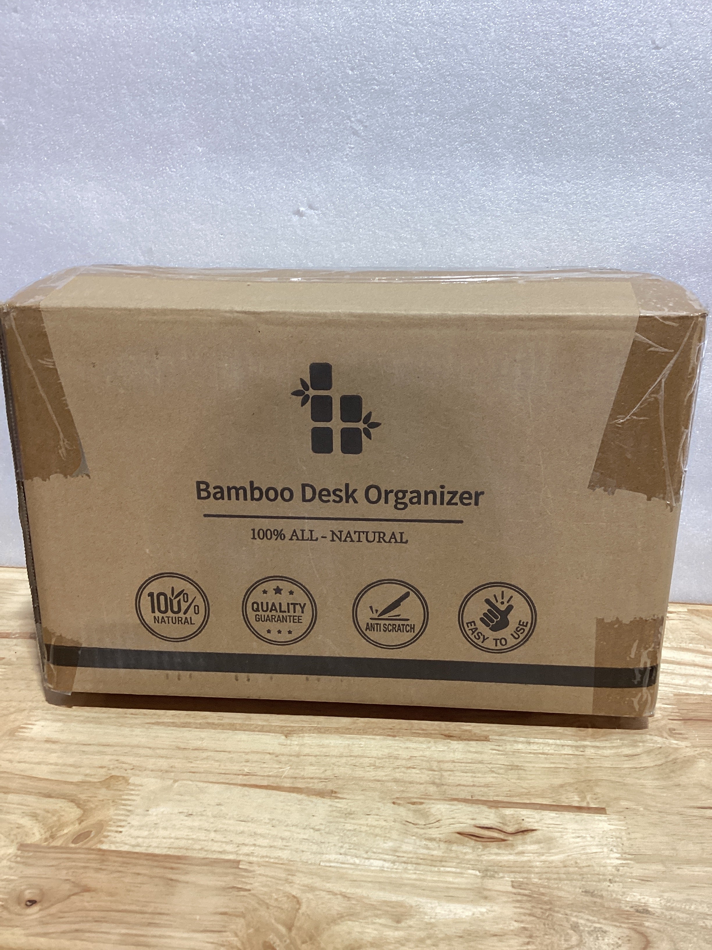WISUCART Organizador de Escritorio de Bambú con Cajón | Clasificador de Correo y Maquillaje | Marrón