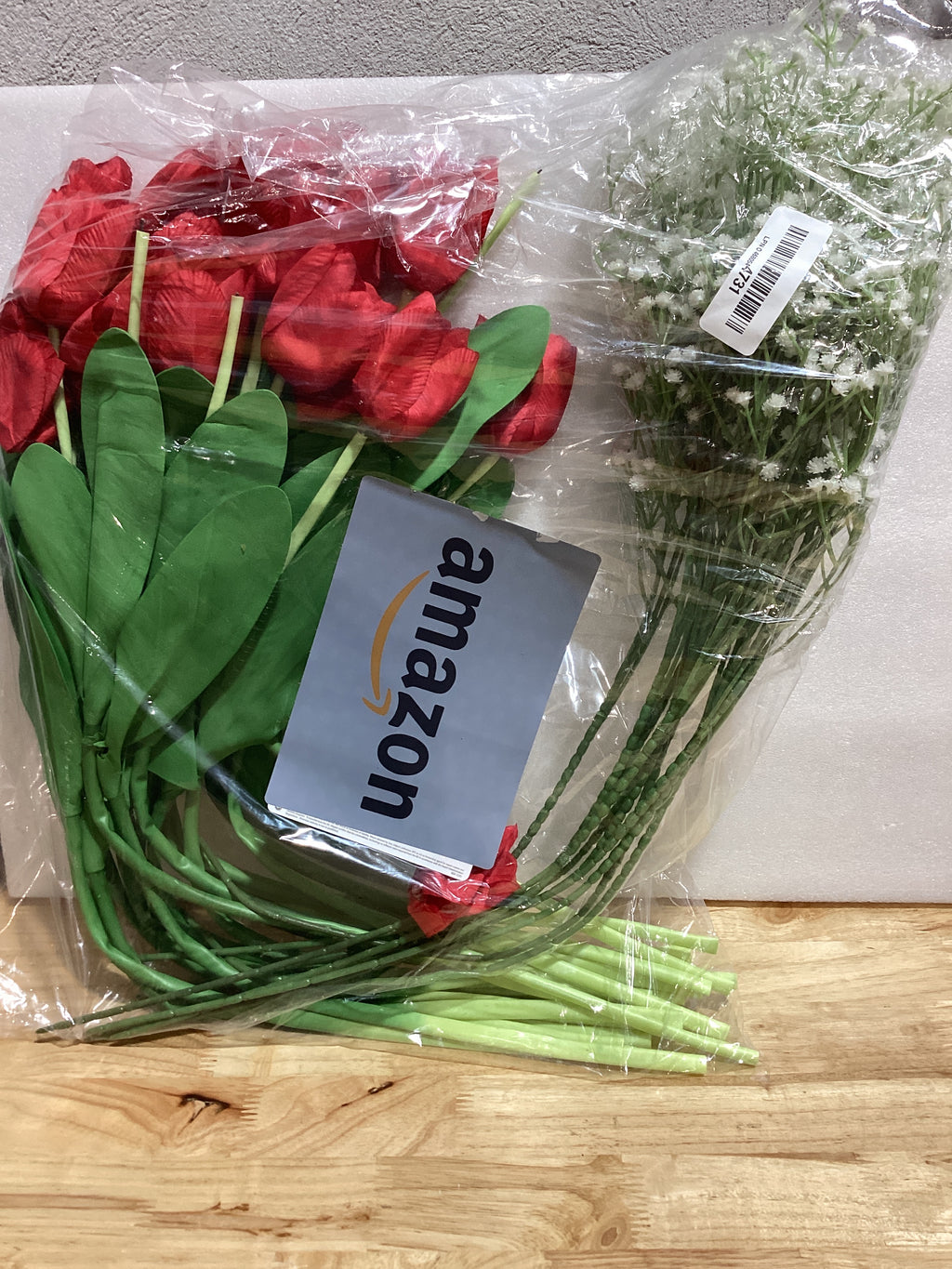 Flores Artificiales Hotop – Ramo de Tulipanes y Gypsophila Rojo y Blanco, 30 Piezas, 24 Pulgadas