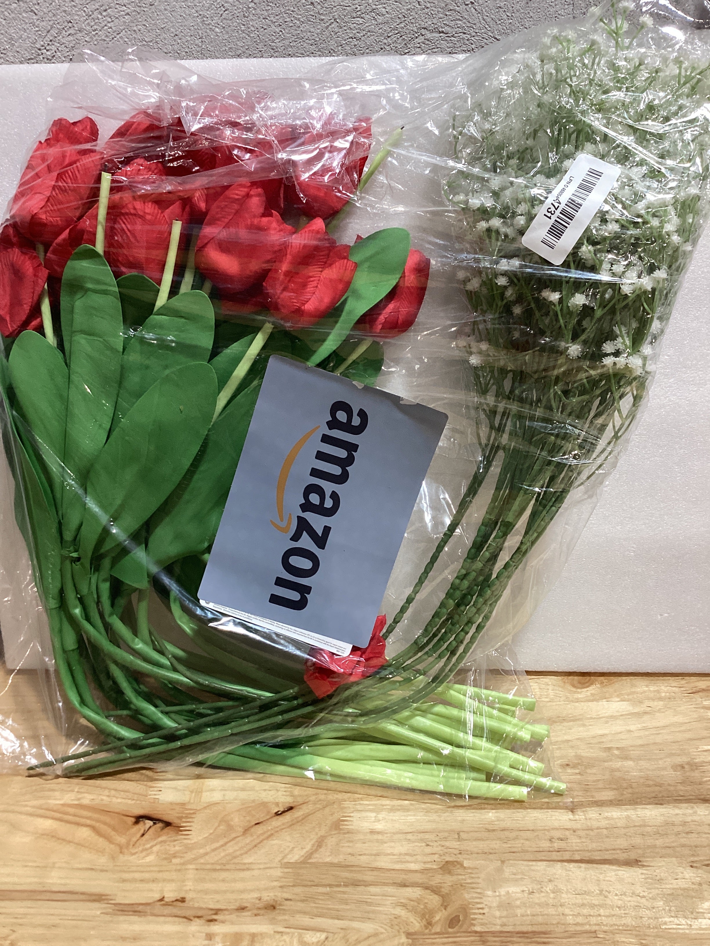 Flores Artificiales Hotop – Ramo de Tulipanes y Gypsophila Rojo y Blanco, 30 Piezas, 24 Pulgadas