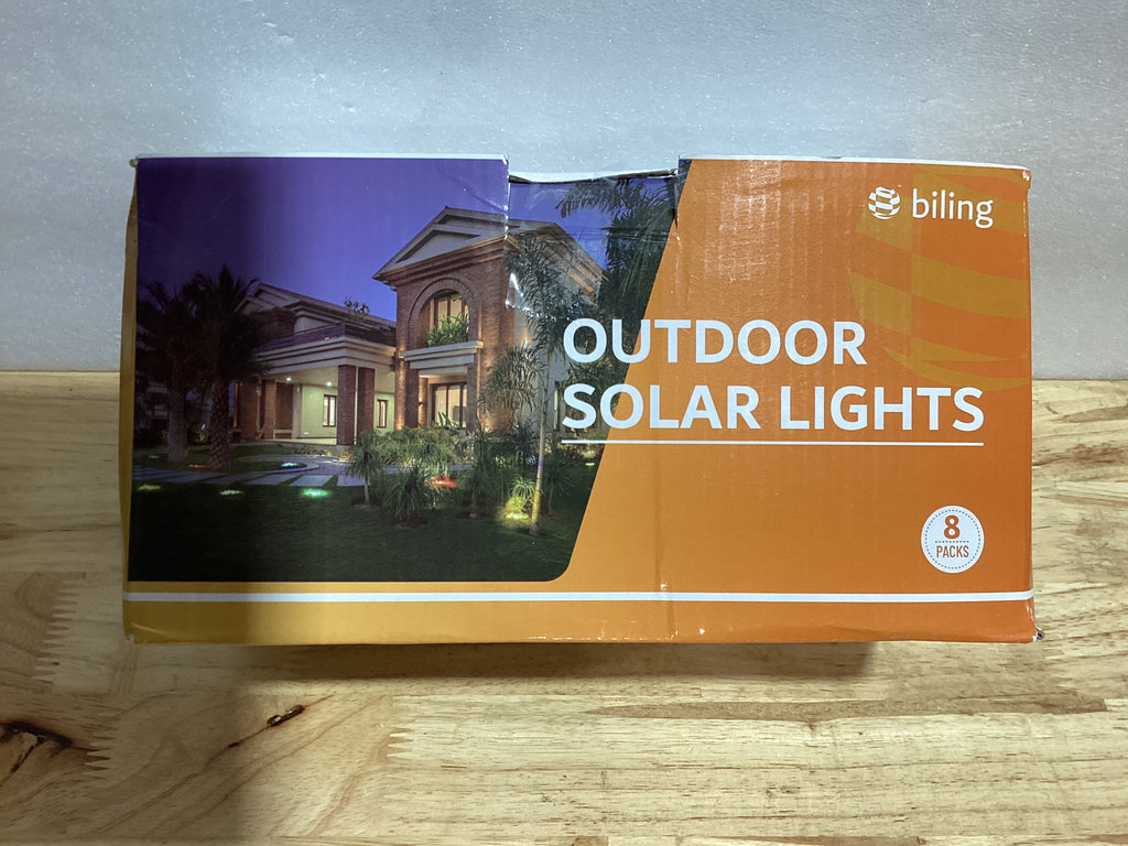 Luces Solares de Piso para Exterior Biling – Pack de 8, 12 LEDs Blanco Cálido, Impermeables para Jardín y Caminos