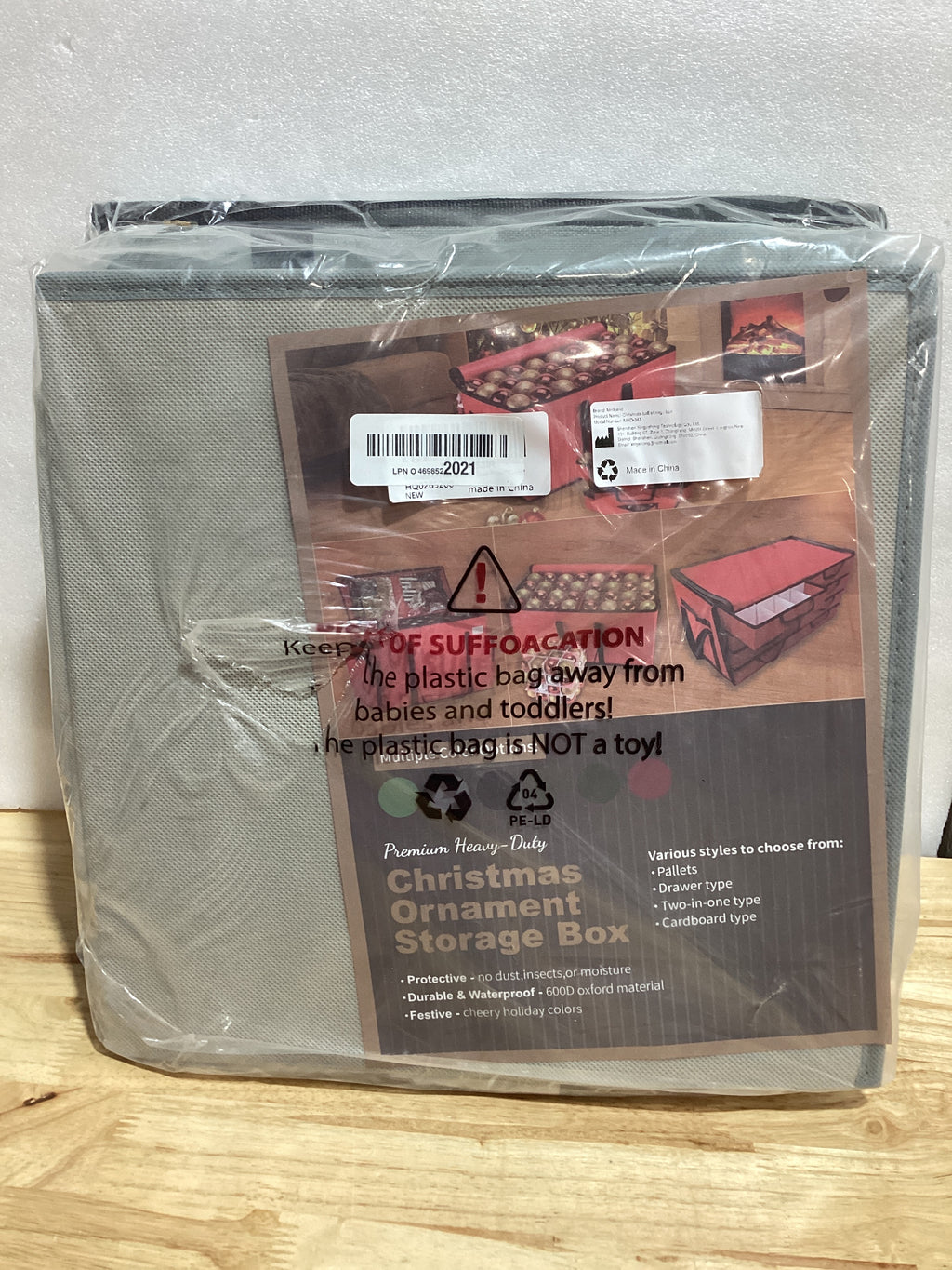 Caja Organizadora de Adornos Navideños Mrrihand — 128 Esferas de 3", 8 Bandejas, Gris