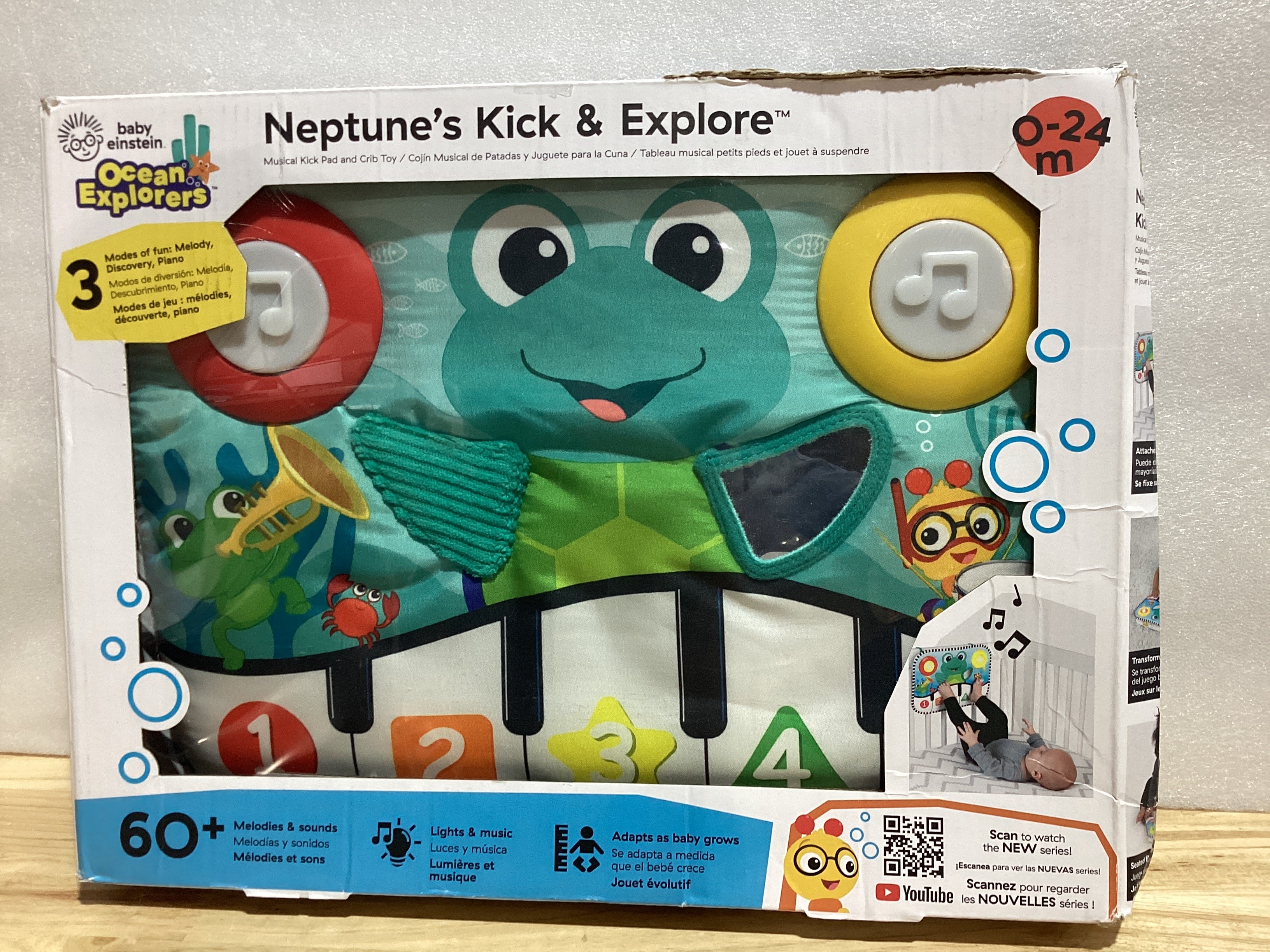 Baby Einstein Ocean Explorers – Almohadilla Musical Kick & Explore con Tapete Tummy Time y Juguete para Cuna, Para Bebés desde 0 Meses