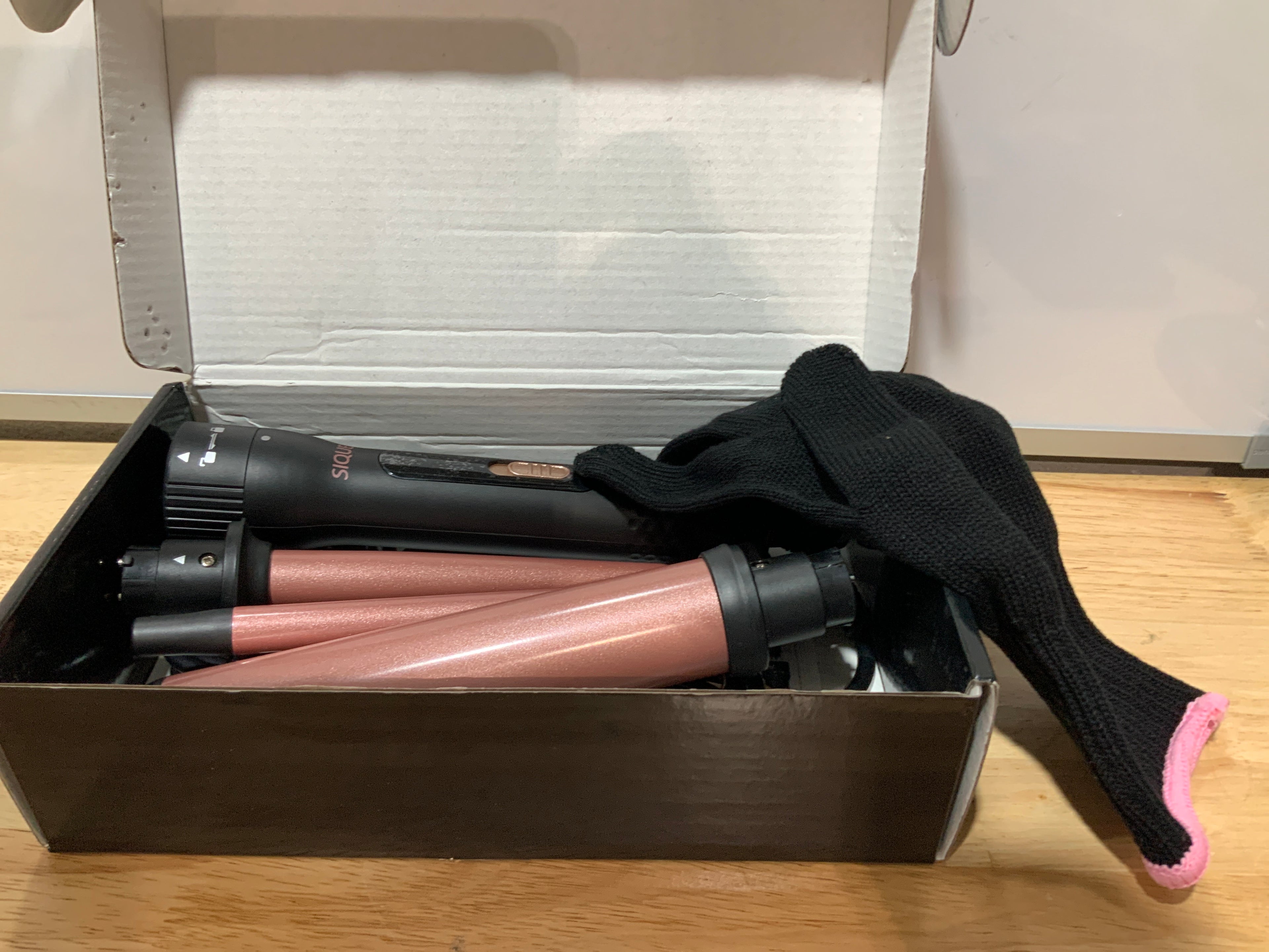 3 in 1 Curling Wand Set - SIQUER Hair Waver Curling Iron for Women with 3 Interchangable Ceramic Beach Waves Wands 1/2 Inch to 1 1/4 Inch Fast Heating Up Hair Curler with Box (Rose, Black)