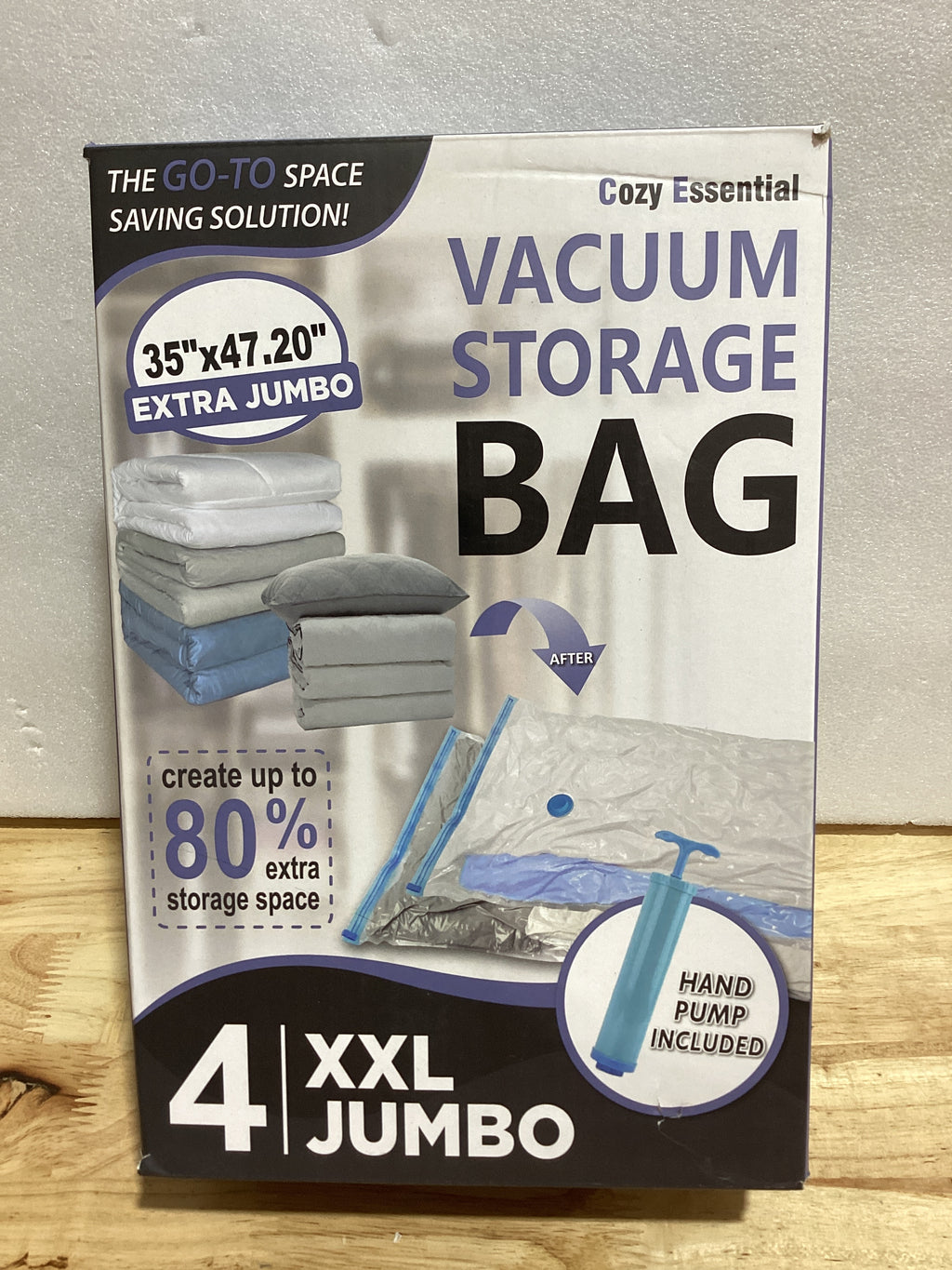 Cozy Essential Pack 4 Bolsas de Almacenamiento al Vacío XXL Jumbo 47.2x35" – Para Edredones, Ropa de Cama y Peluches