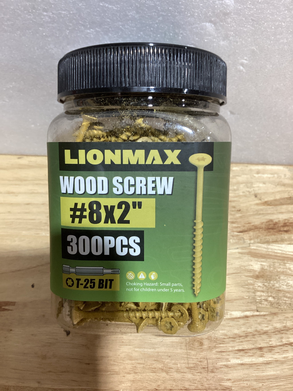Tornillos para terraza LIONMAX de 2 pulgadas, tornillos para madera n.° 8 x 2", 300 unidades, resistentes a la corrosión, con revestimiento epoxi para exteriores