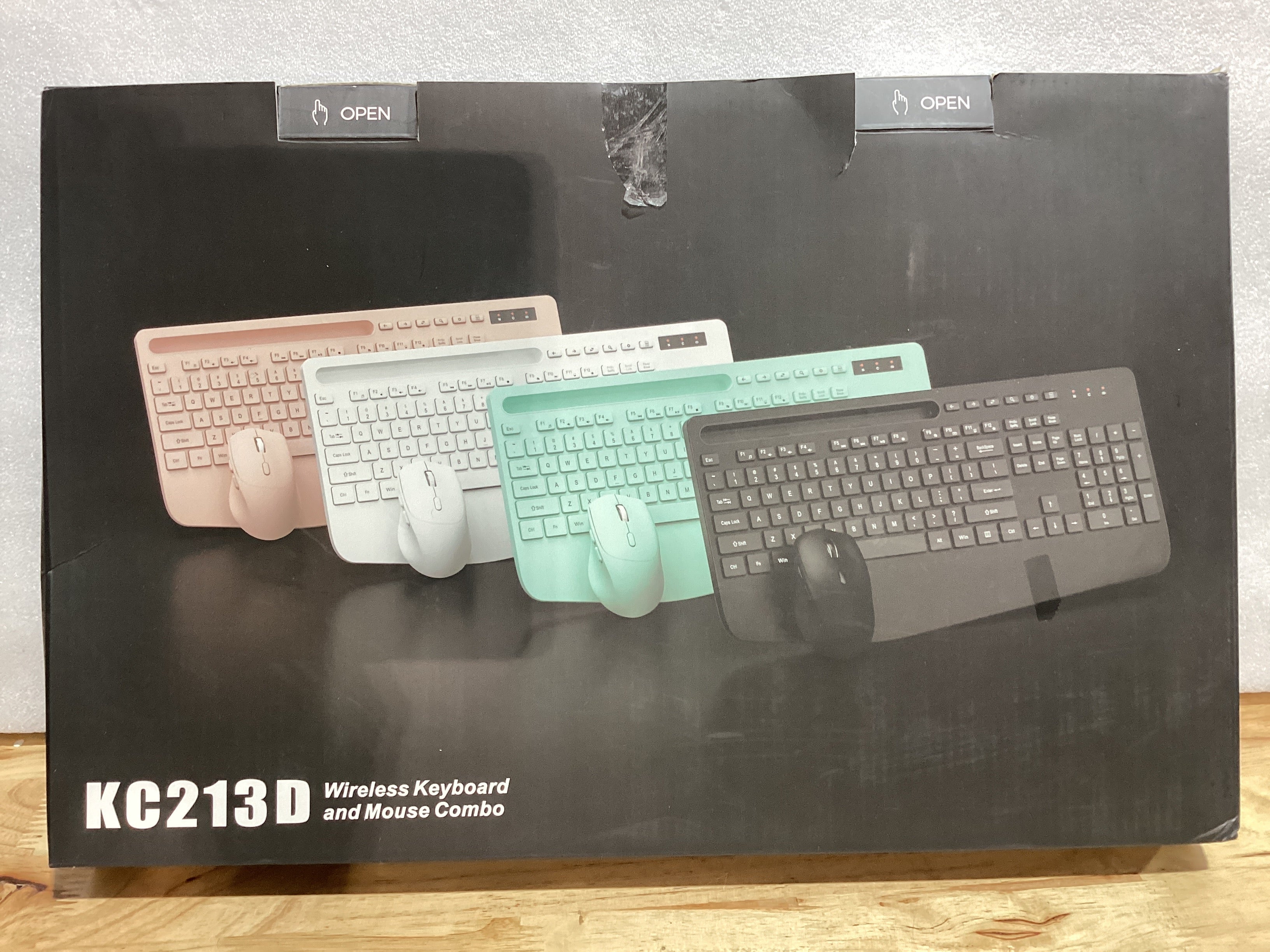 Teclado y Mouse Inalámbrico SABLUTE Ergonómico – Con Descansapuños, Soporte para Teléfono y Baterías Incluidas, Color Verde Menta