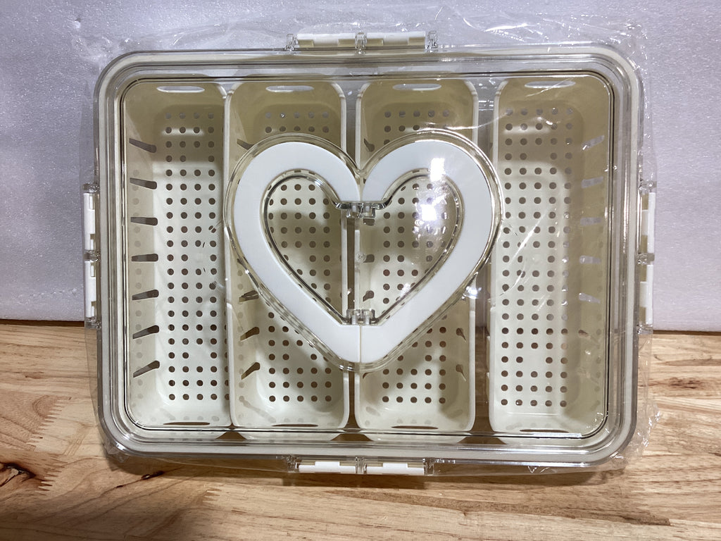 Bandeja Organizadora de Snacks XXKMDXW con Tapa y Asa — Divisiones, Portátil, Para Frutas, Salsas y Charcutería
