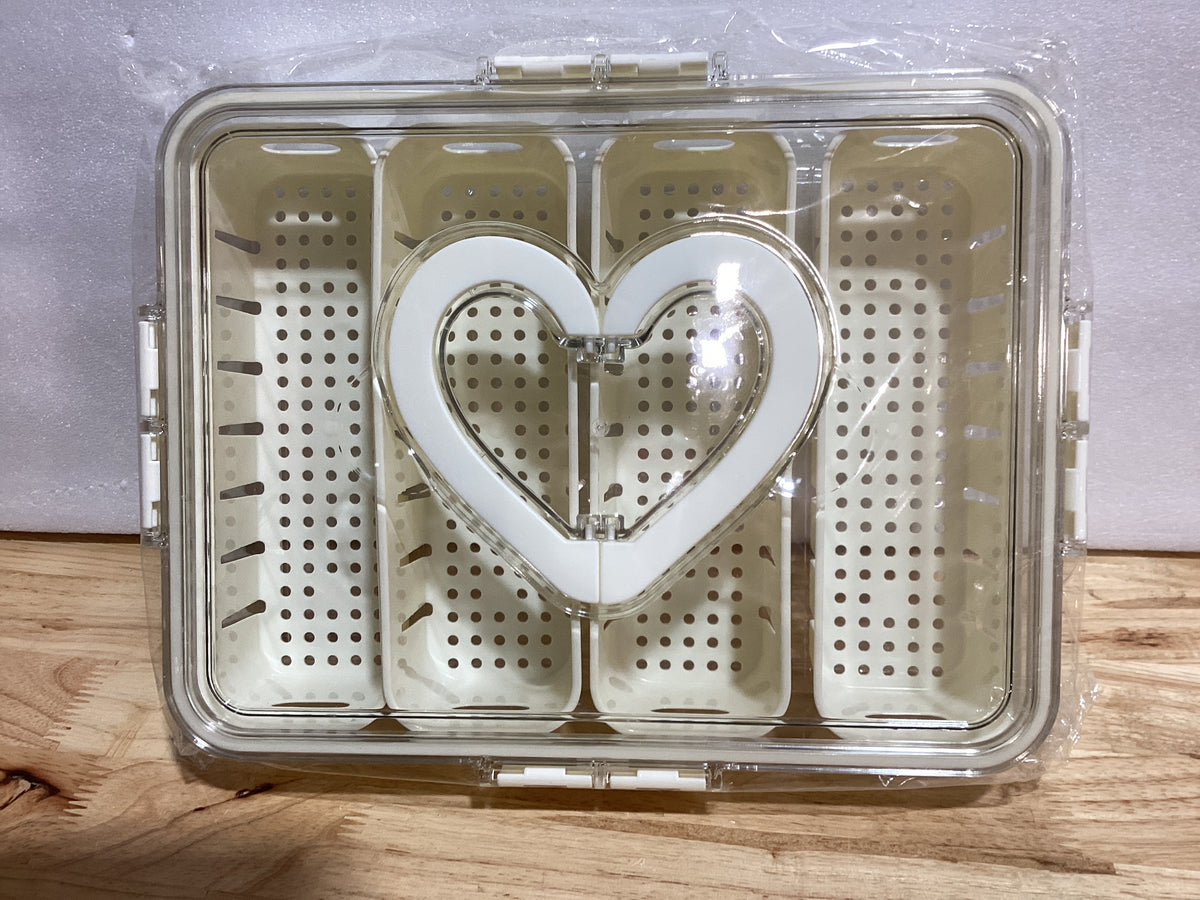 Bandeja Organizadora de Snacks XXKMDXW con Tapa y Asa — Divisiones, Portátil, Para Frutas, Salsas y Charcutería