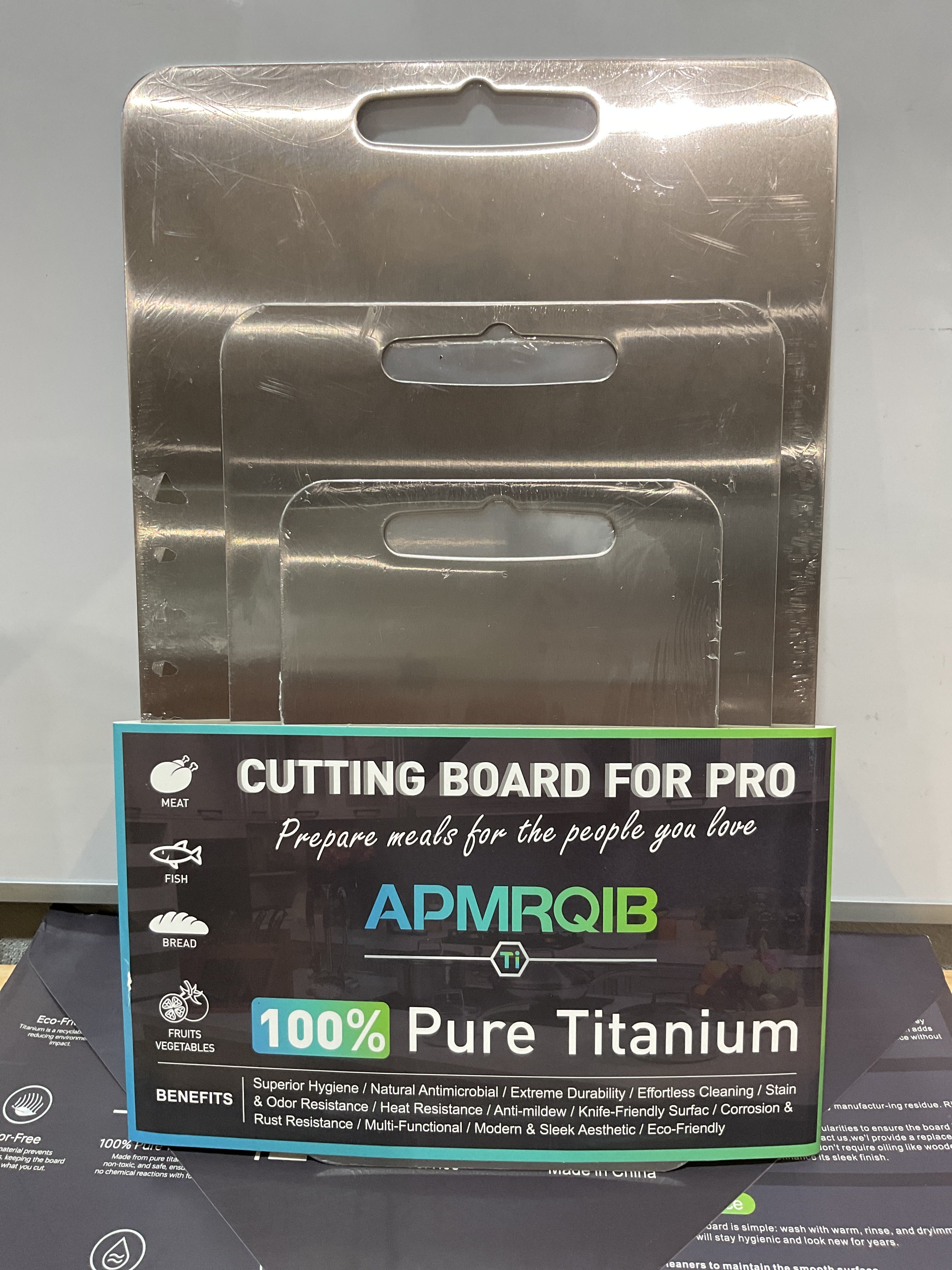Set de 3 Tablas de Cortar de Titanio Puro APMRQIB | Doble Cara, No Tóxicas, Apta Lavavajillas