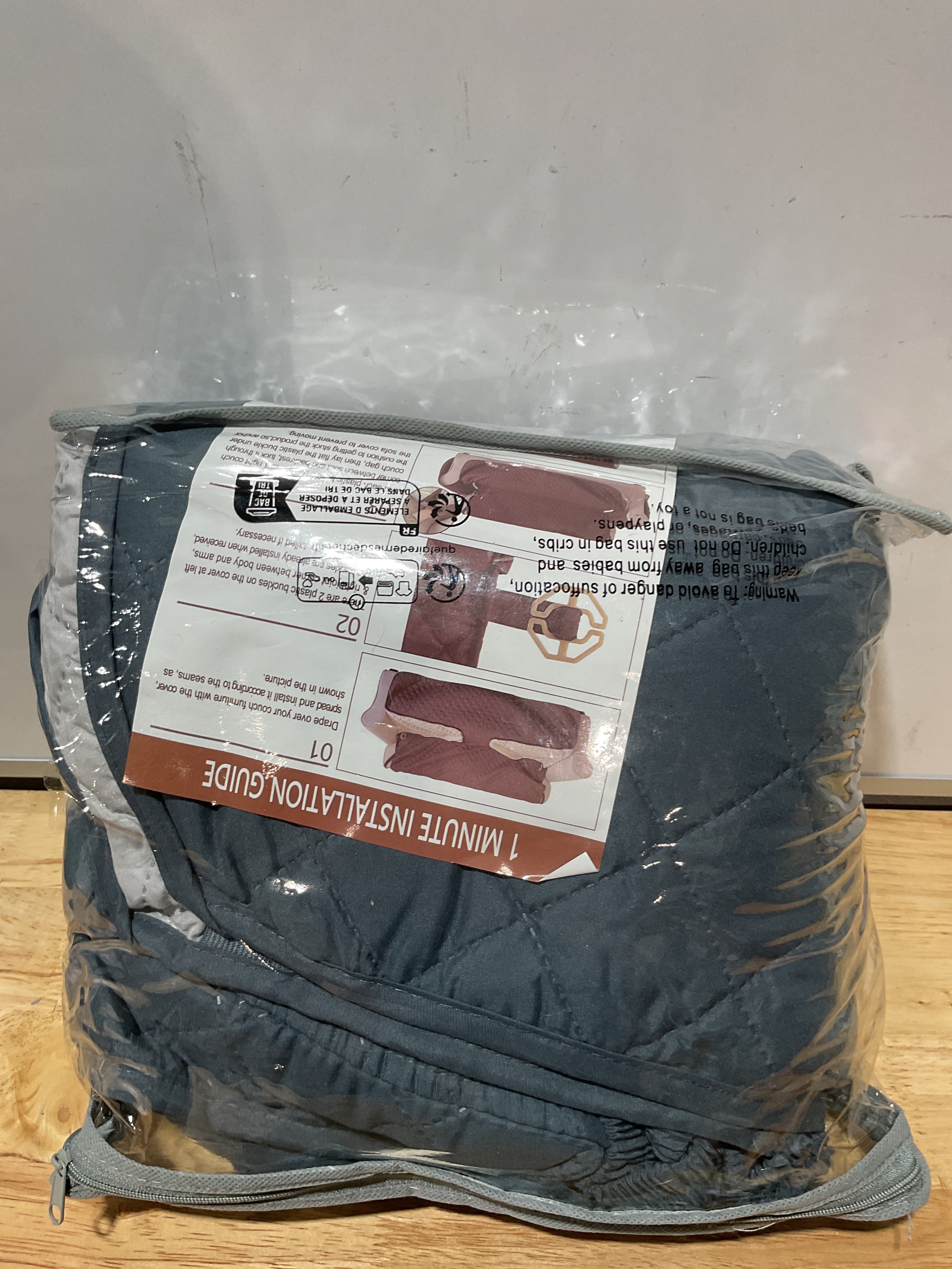 Funda Reversible para Loveseat Luxshare Home — Azul Oscuro / Gris Claro, Talla Pequeña