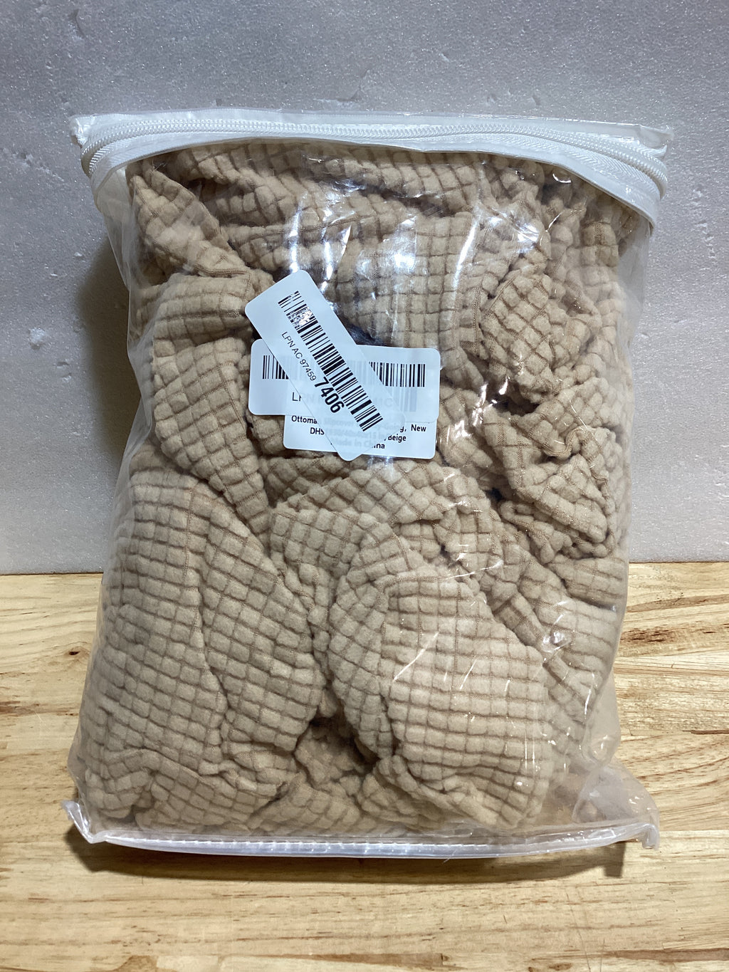 Funda Elástica para Otomana | Color Beige, Fácil Instalación y Lavable a Máquina