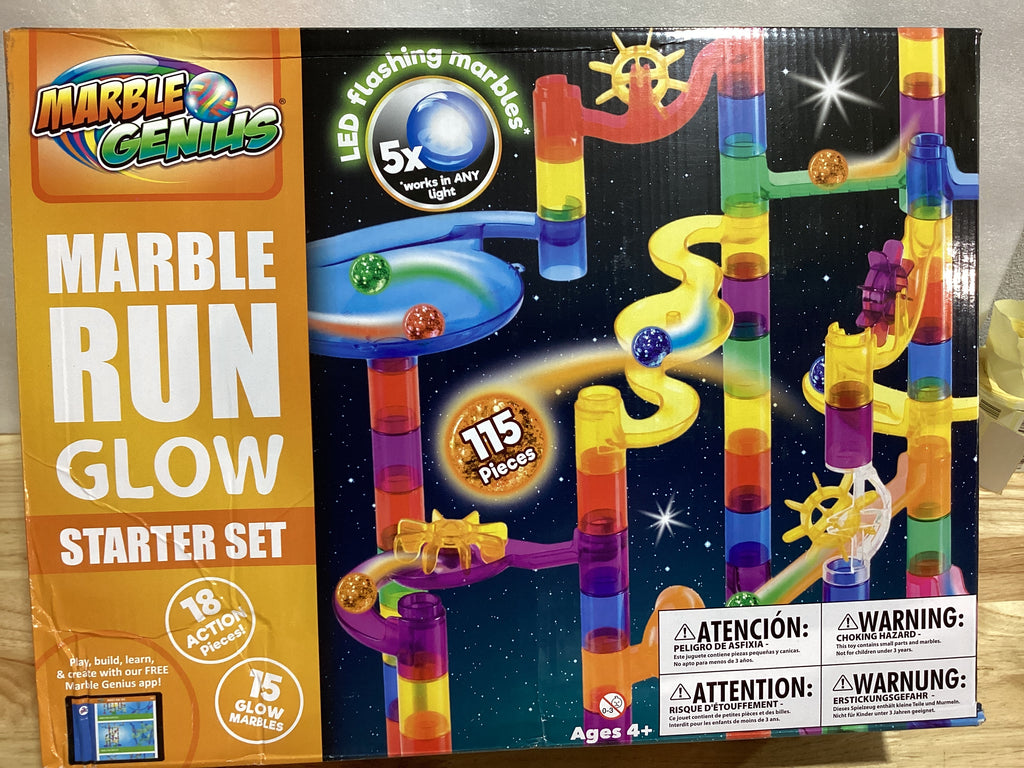 Marble Genius Glow Run – Set de Inicio de Pista de Canicas 115 Piezas con App