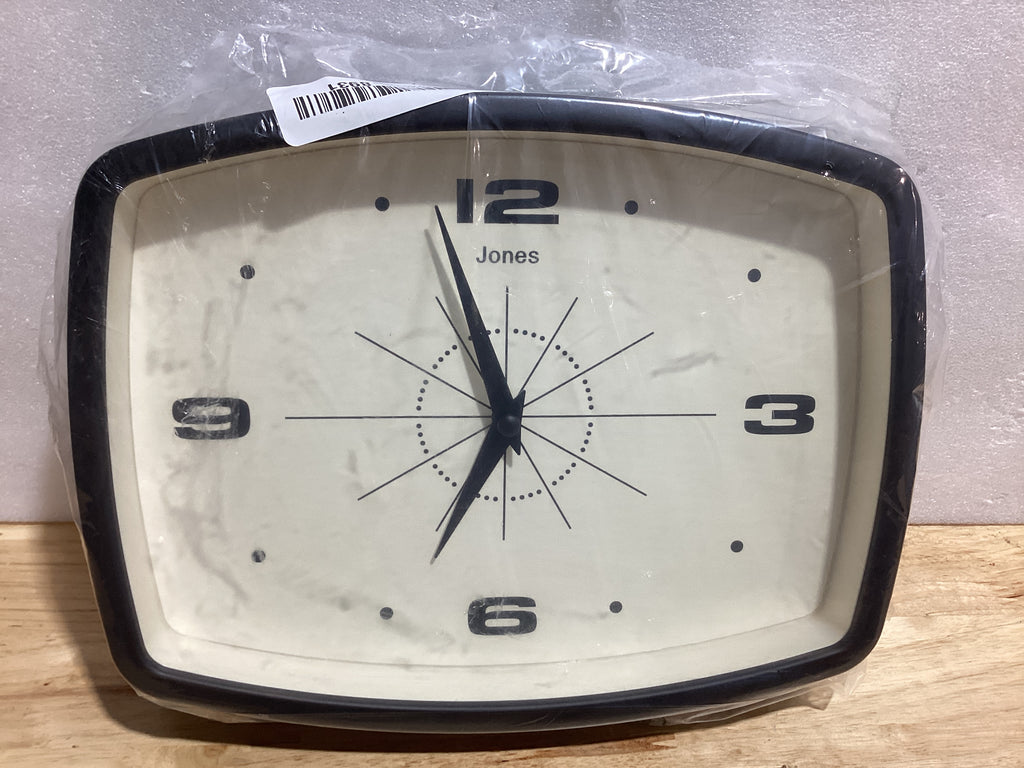 Jones Clocks® Movie - Reloj de Pared Retro Rectangular | Diseño Mediados de Siglo | Negro