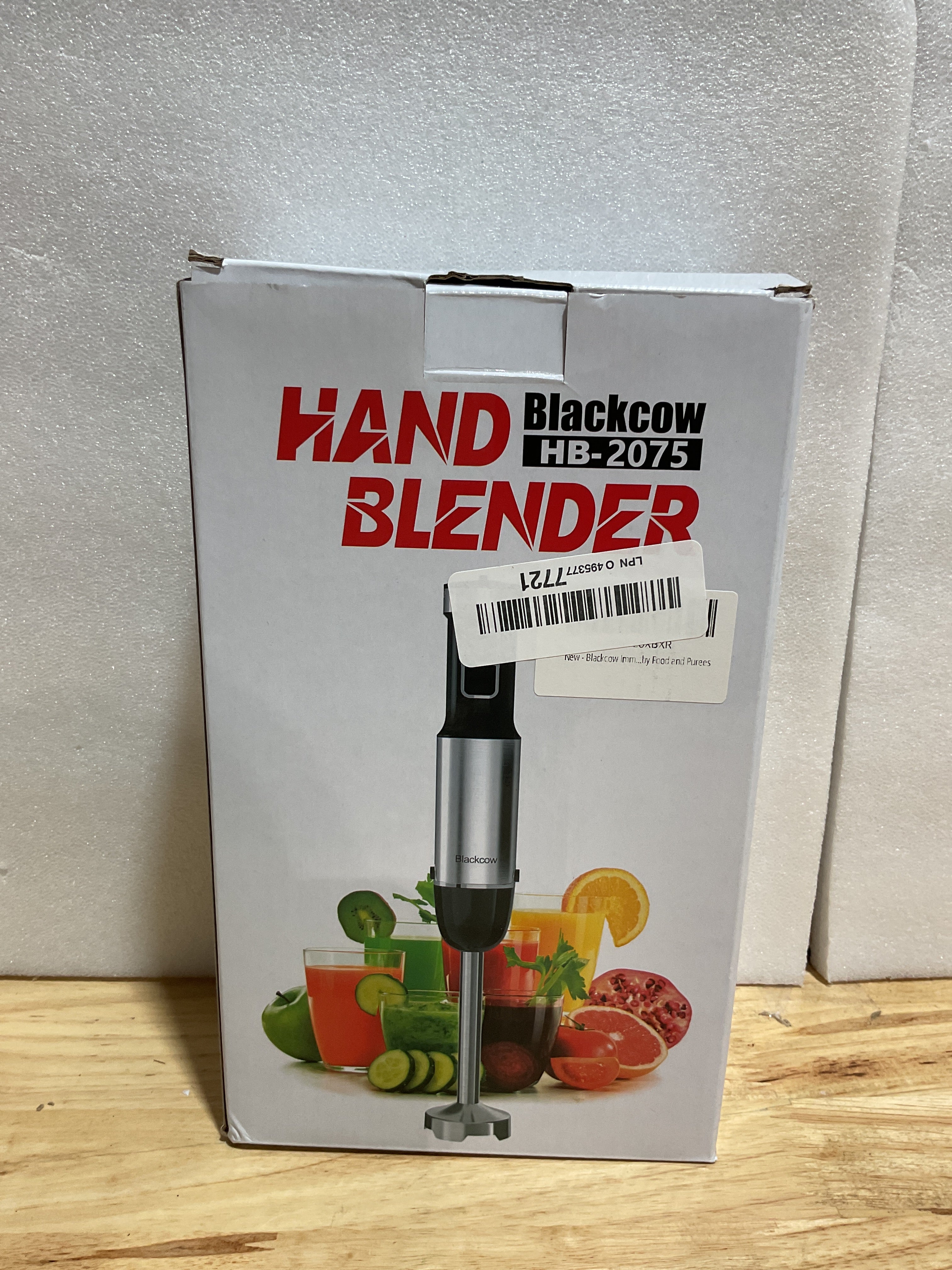 Batidora de mano Blackcow de 800 W con cuchillas de aleación de titanio, 12 velocidades y turbo. Ideal para batidos, sopas, papillas y purés. 