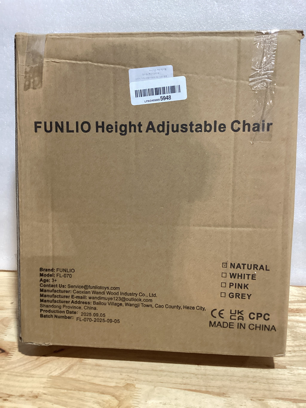 Silla Montessori FUNLIO Ajustable en Altura — Madera Sólida Natural para Niños de 1 a 3 Años, Certificada CPC