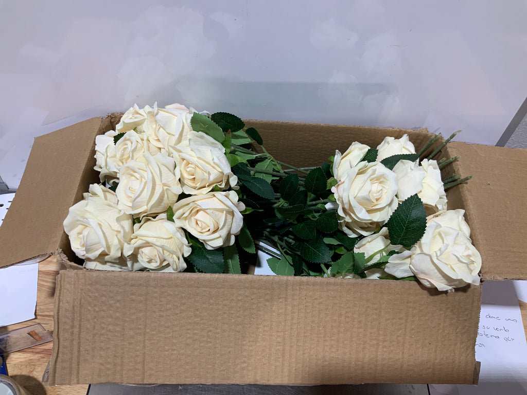 50 rosas artificiales de champán, rosas artificiales de seda realistas con tallos para decoración de bodas, ramos de novia, Día de la Madre, Acción de Gracias, bricolaje, decoración floral y del hogar. 