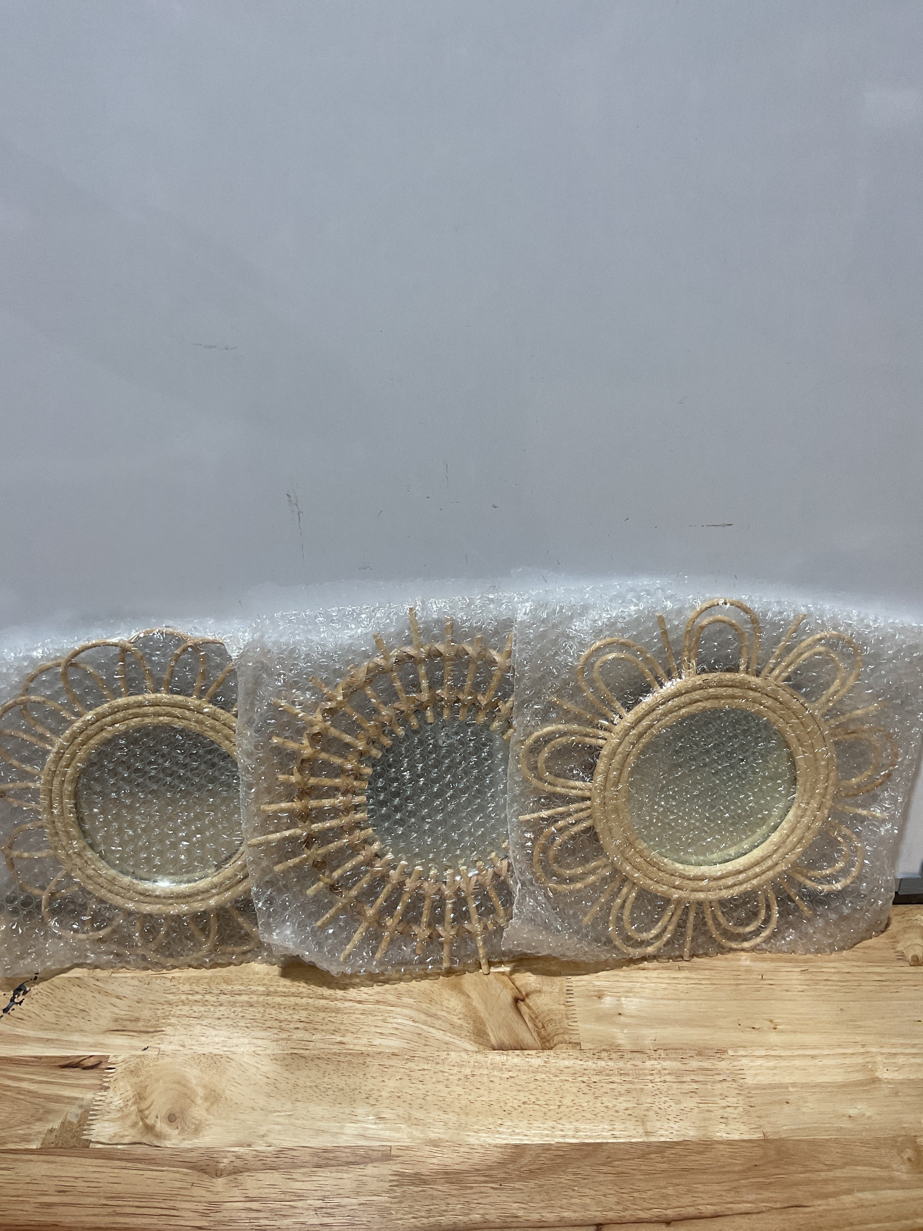 Set de 3 Espejos Redondos de Pared Estilo Sunburst - Decoración Hogar