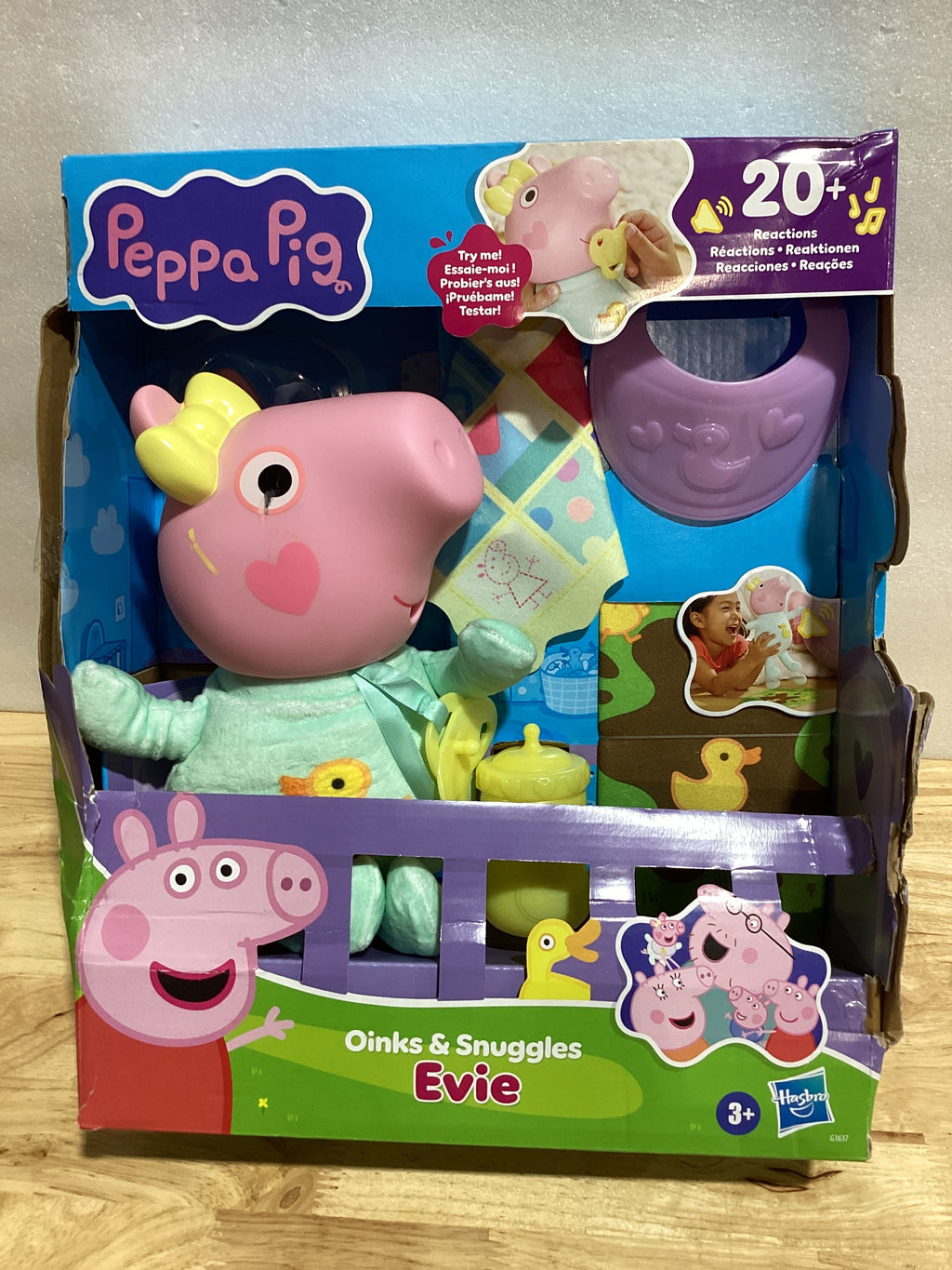 ⚠️ DEFECTO EN OJO – Ver fotos | Muñeca Bebé Interactiva Baby Evie de Peppa Pig con Accesorios y Más de 20 Sonidos