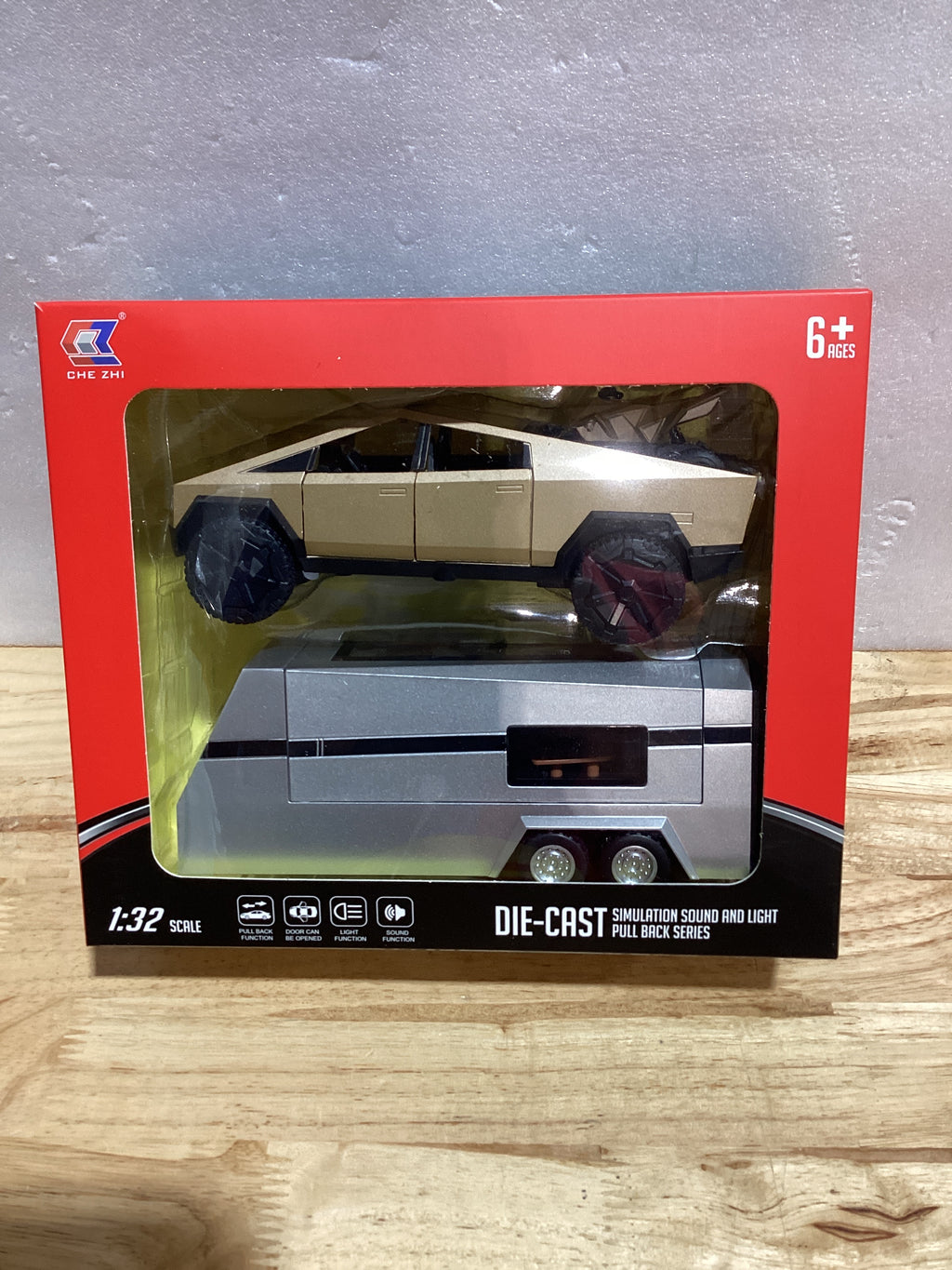 Kiddie Galaxia Tesla Cybertruck Escala 1:32 – Juguete Metal con Luz y Música