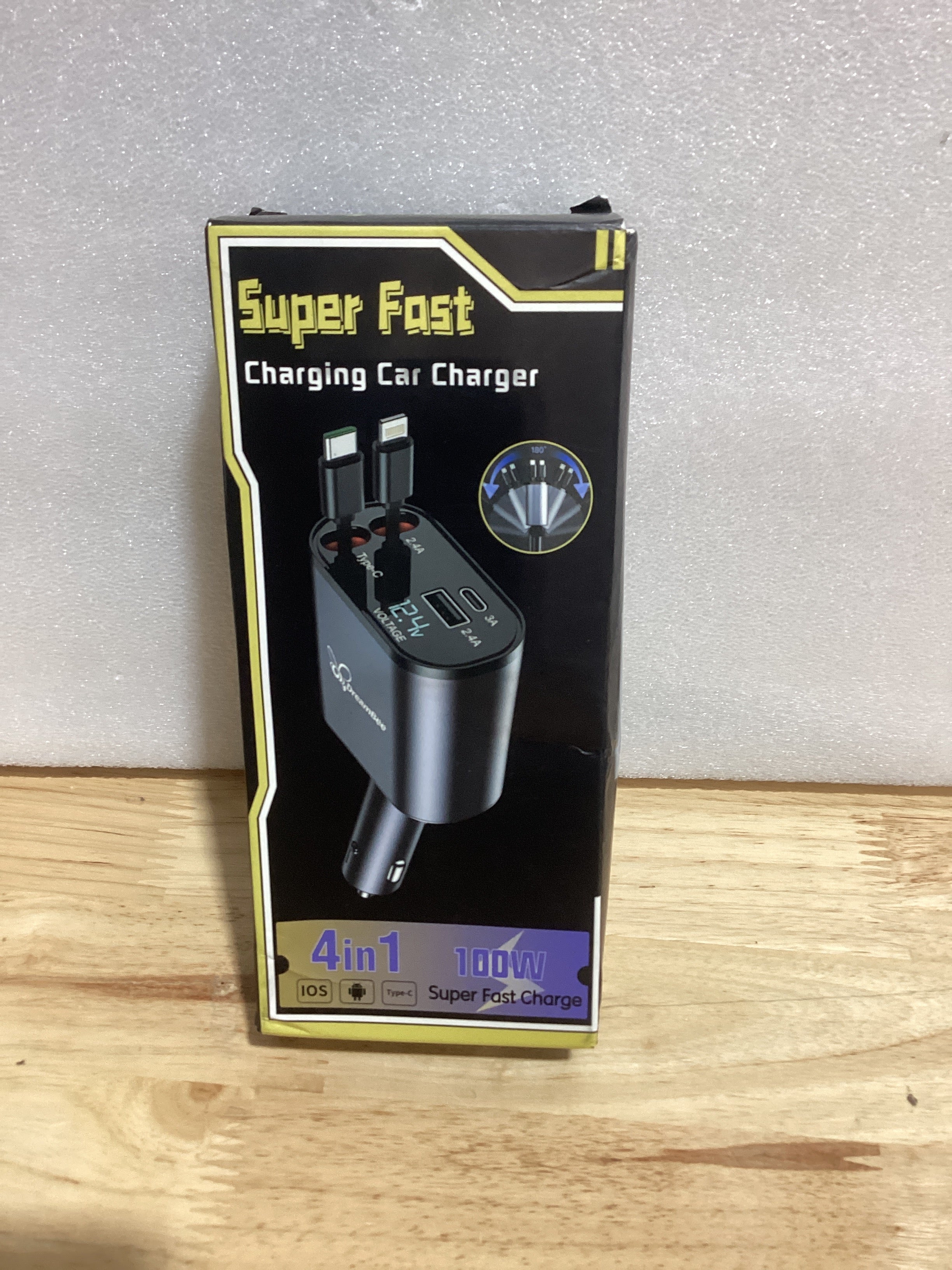 DreamBee Cargador retráctil para automóvil, cargador de teléfono USB para automóvil súper rápido de 66W, cables retráctiles dobles Tipo C, regalos para hombres y mujeres, accesorios para automóvil