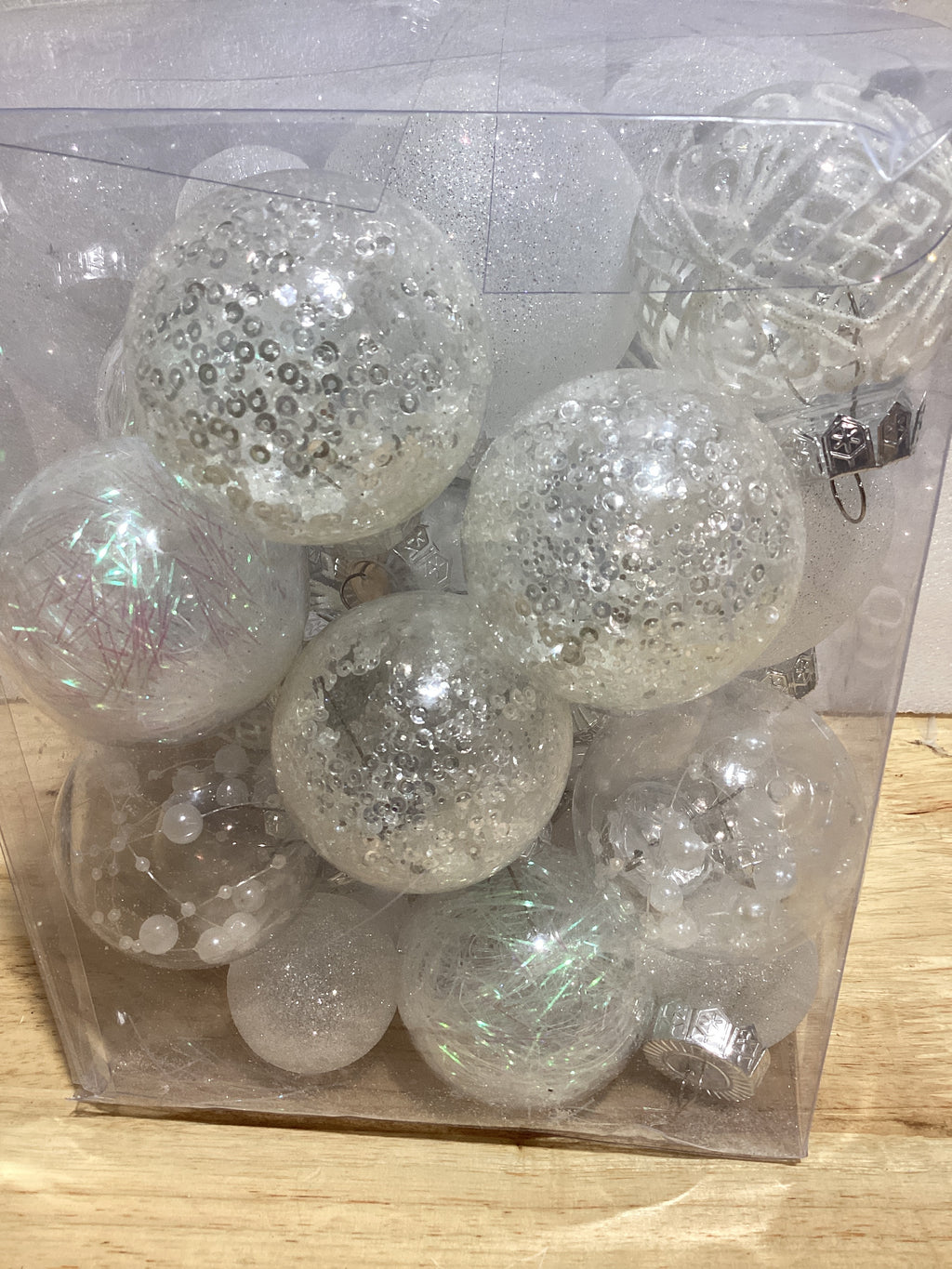 Generic Juego de bolas festivas grandes para decoración de árbol de Navidad, color blanco