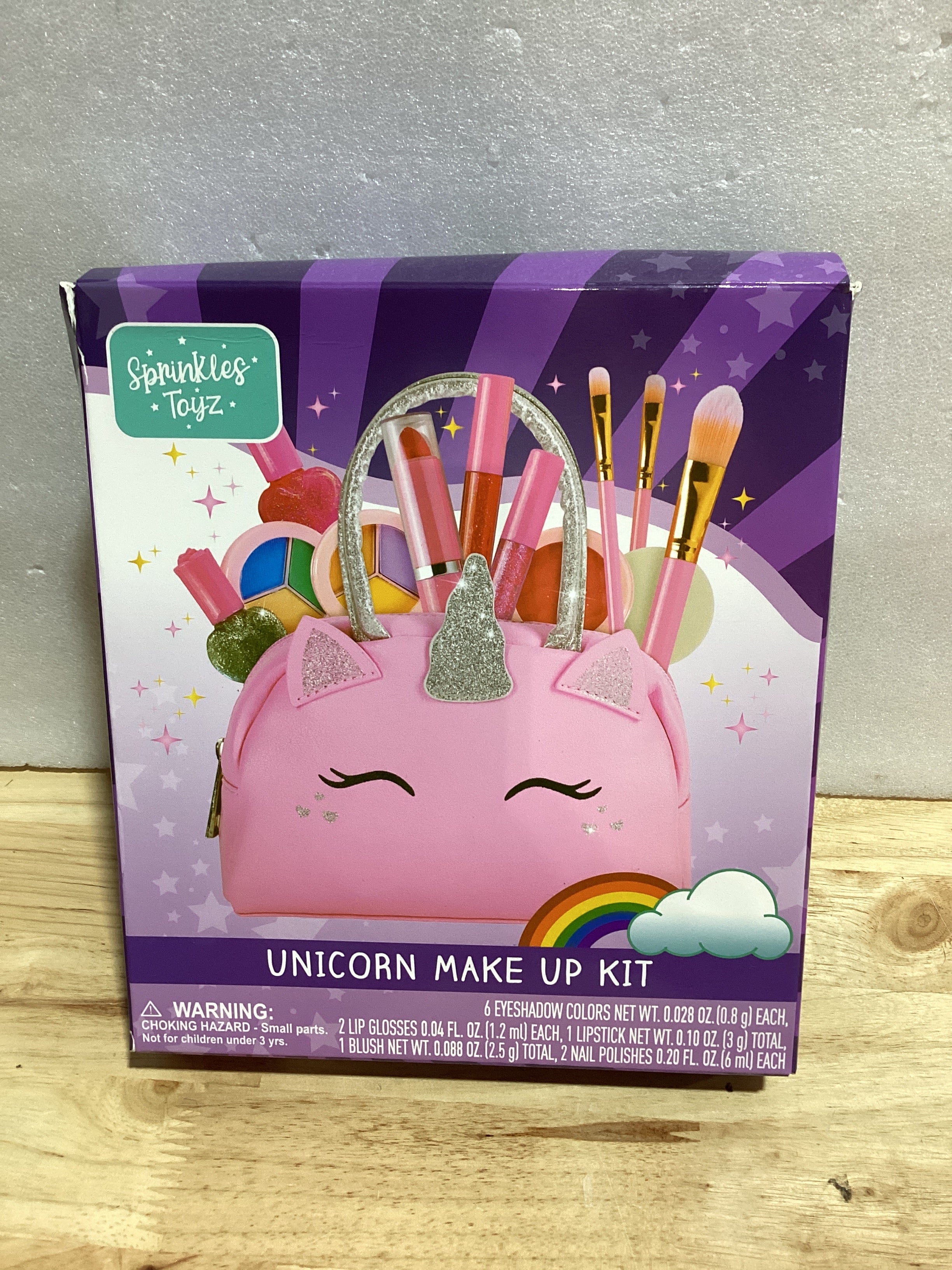 Sprinkles Toyz Kit de maquillaje real para niñas pequeñas: con bolsa de maquillaje de unicornio rosa, juguetes de maquillaje reales, no tóxicos, lavables, regalos para niñas pequeñas, juego de princesa