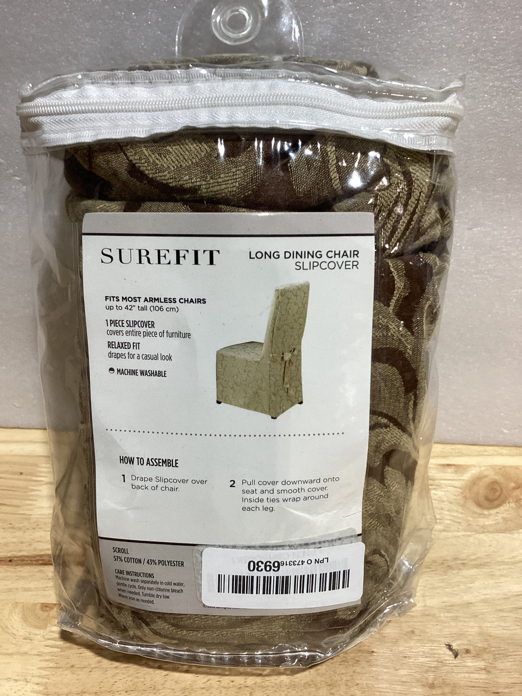 Funda para silla de comedor SureFit Scroll - Falda larga y lazos en la espalda, funda para silla de respaldo alto de ajuste relajado de longitud completa, perfecta para añadir acentos a tu comedor