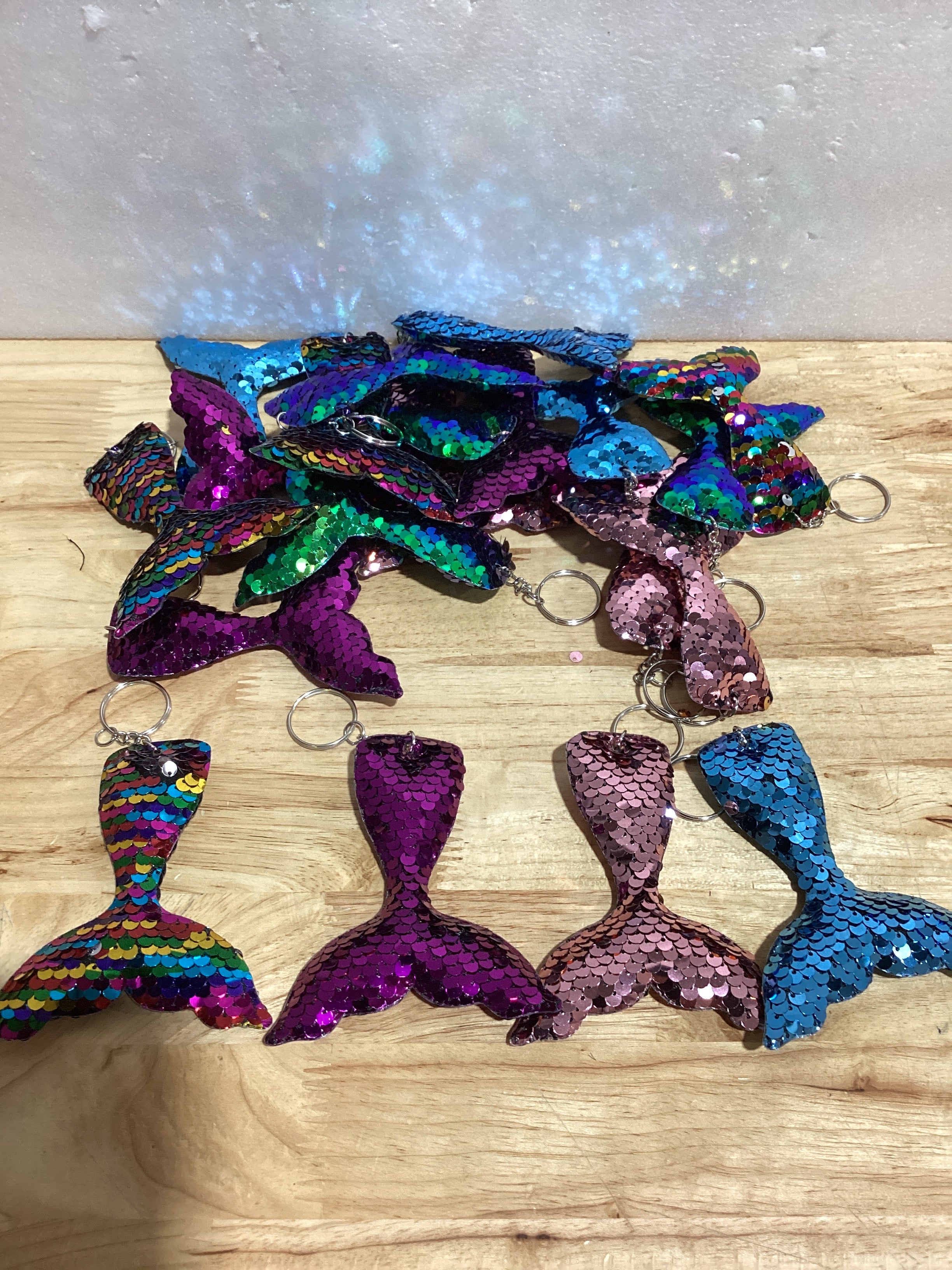 Set de 20 Llaveros de Cola de Sirena con Lentejuelas JZK | Recuerdos de Fiesta para Niñas