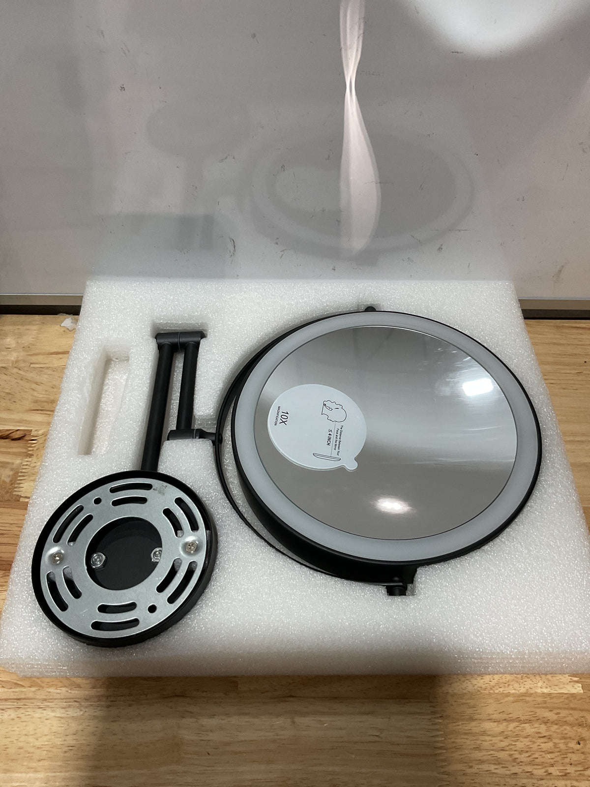 Espejo de Maquillaje Iluminado de Pared 9'' | Doble Cara 1X/10X, LED 3 Colores, Regulable, Giro 360°