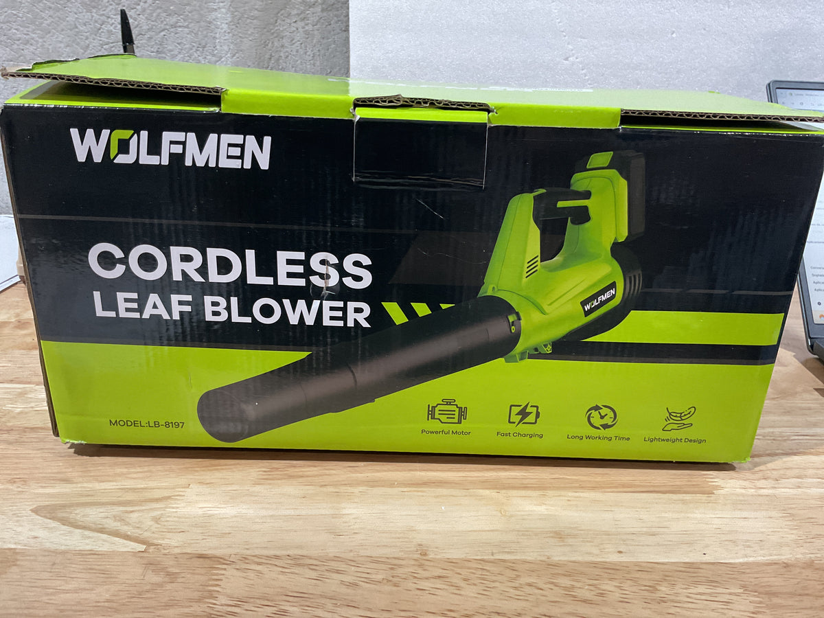 Soplador de Hojas Inalámbrico WOLFMEN 450 CFM con 2 Baterías 20V
