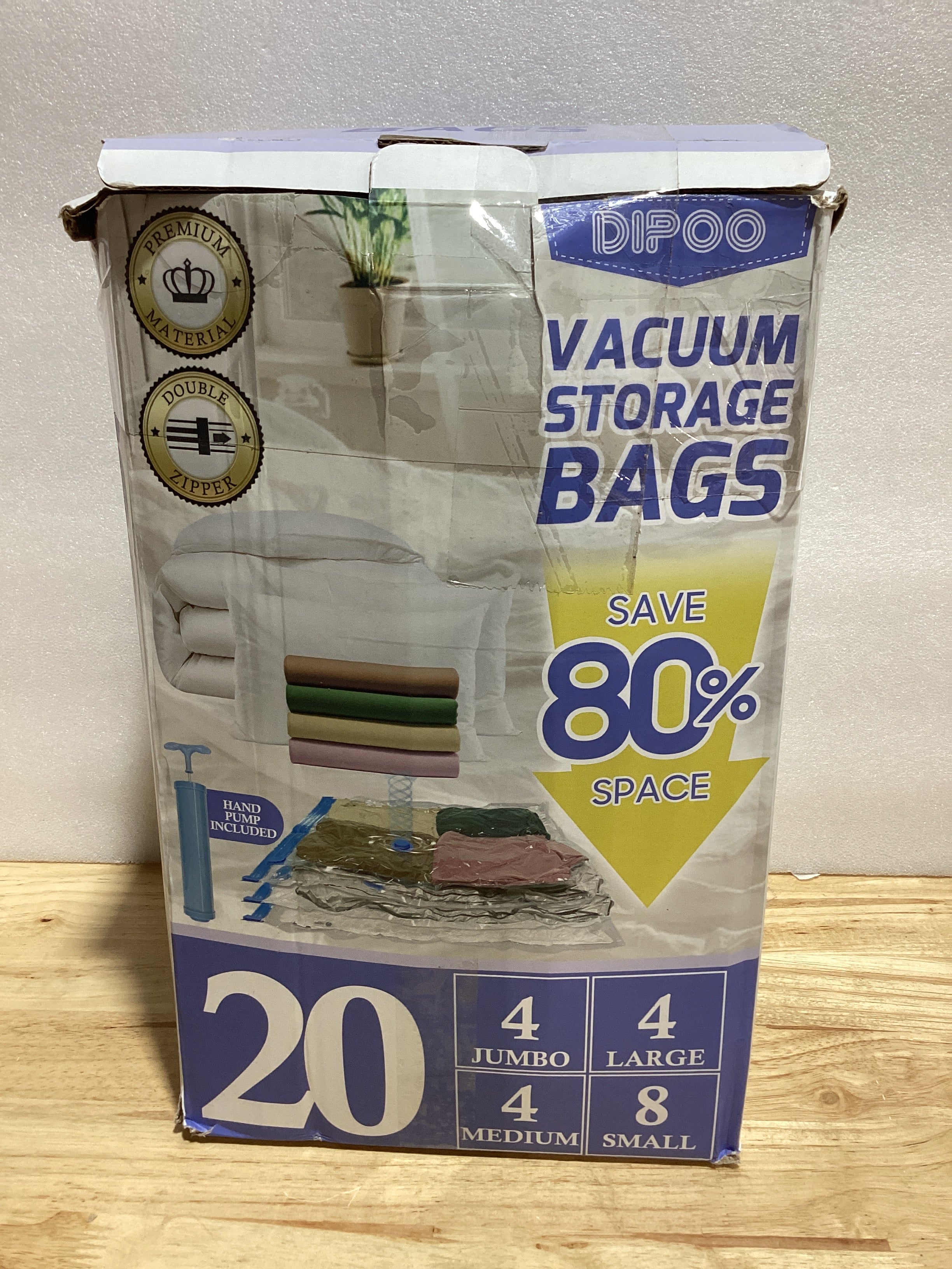 0 bolsas de almacenamiento al vacío con bomba de mano, 4 Jumbo + 4 grandes + 4 medianas + 8 pequeñas bolsas de plástico de embalaje, bolsas de sellado al vacío que ahorran 80% de espacio