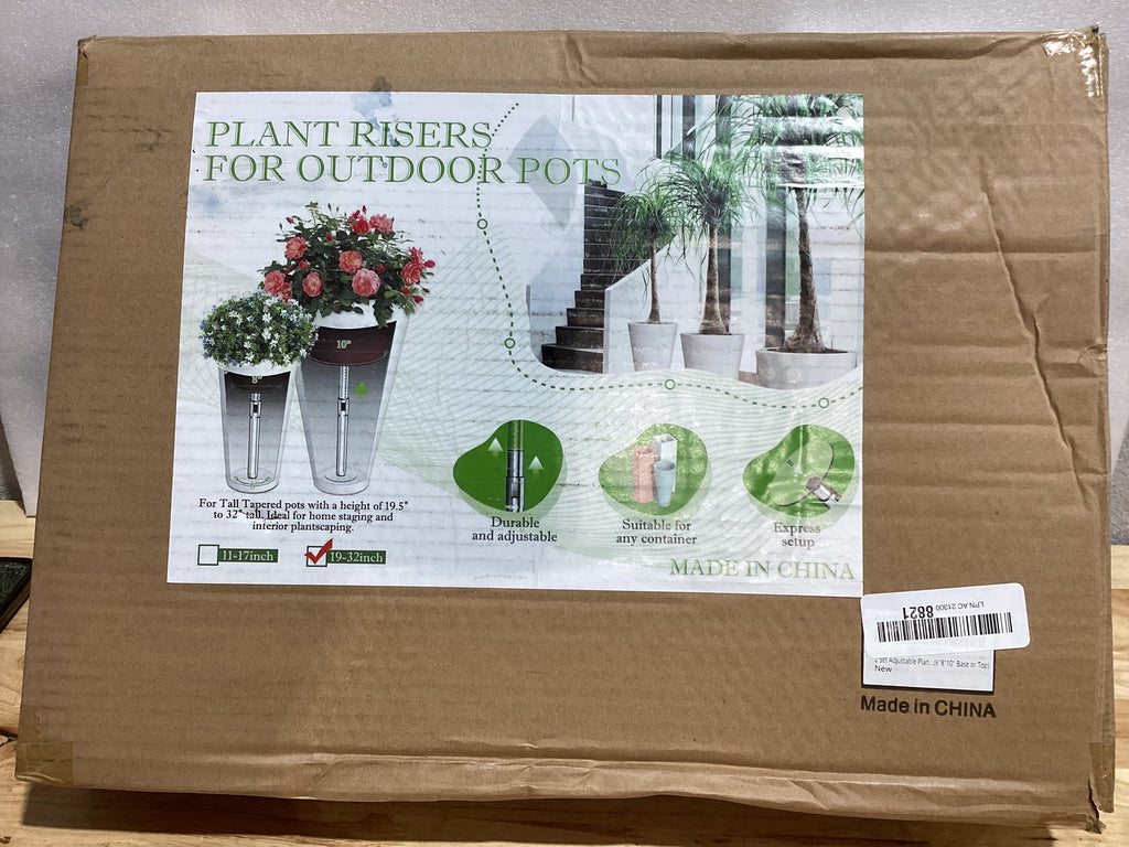Elevadores ajustables para macetas interiores, inserto de maceta para contenedor grande, elevador de 19.5-32 pulgadas de altura de cama de flores alta, inserto de elevación de metal para cono