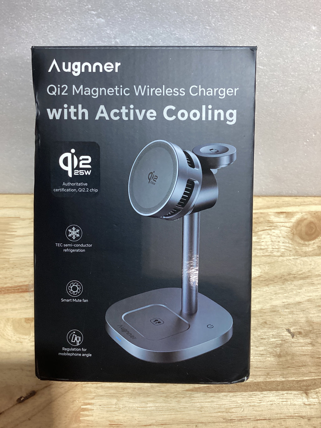 Estación de Carga Inalámbrica 3 en 1 Augnner – Qi2.2 25W Certificado, MagSafe, Enfriamiento Activo TEC, Para iPhone, Apple Watch y AirPods