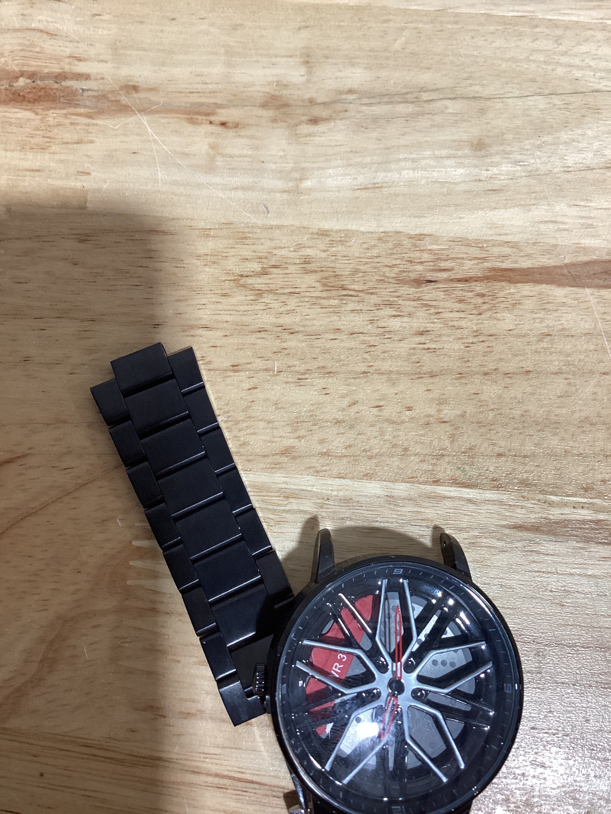 ⚠️ Le Falta un Accesorio a la Correa – MASTOP Reloj para Hombre Diseño Automotriz Hueco – Cuarzo Analógico, Resistente al Agua, Correa de Acero Inoxidable, Negro y Rojo
