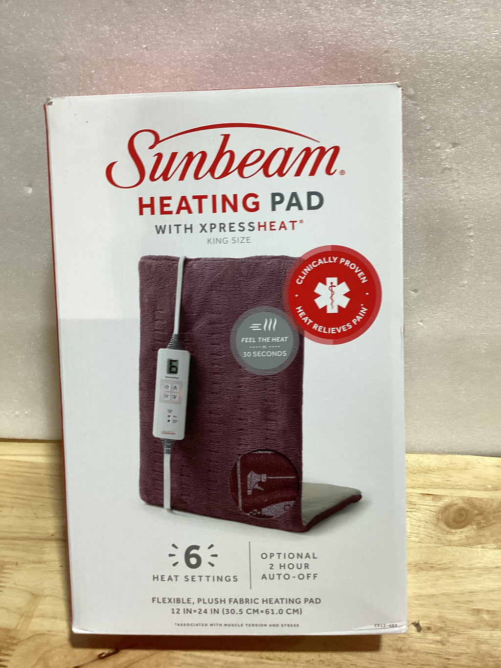 Almohadilla Térmica XL Sunbeam para Espalda, Cuello y Hombros — 12x24'', 6 Niveles de Calor, Apagado Automático, Lavable — Bordoó