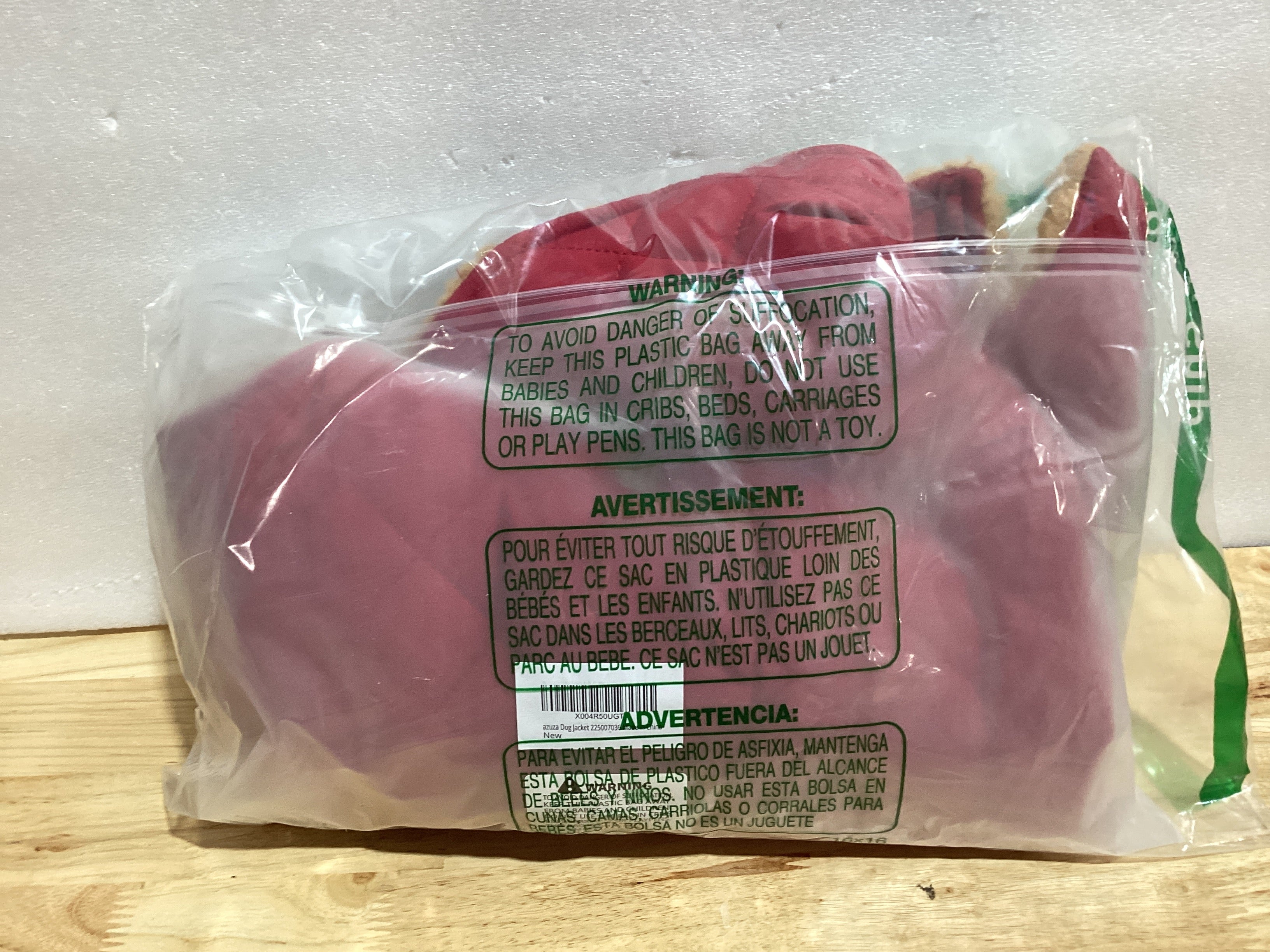 Chaqueta Impermeable y Cortavientos azuza para Perros Pequeños — Forro Polar, Cuello Alto, Velcro Ajustable, Rojo Talla XL
