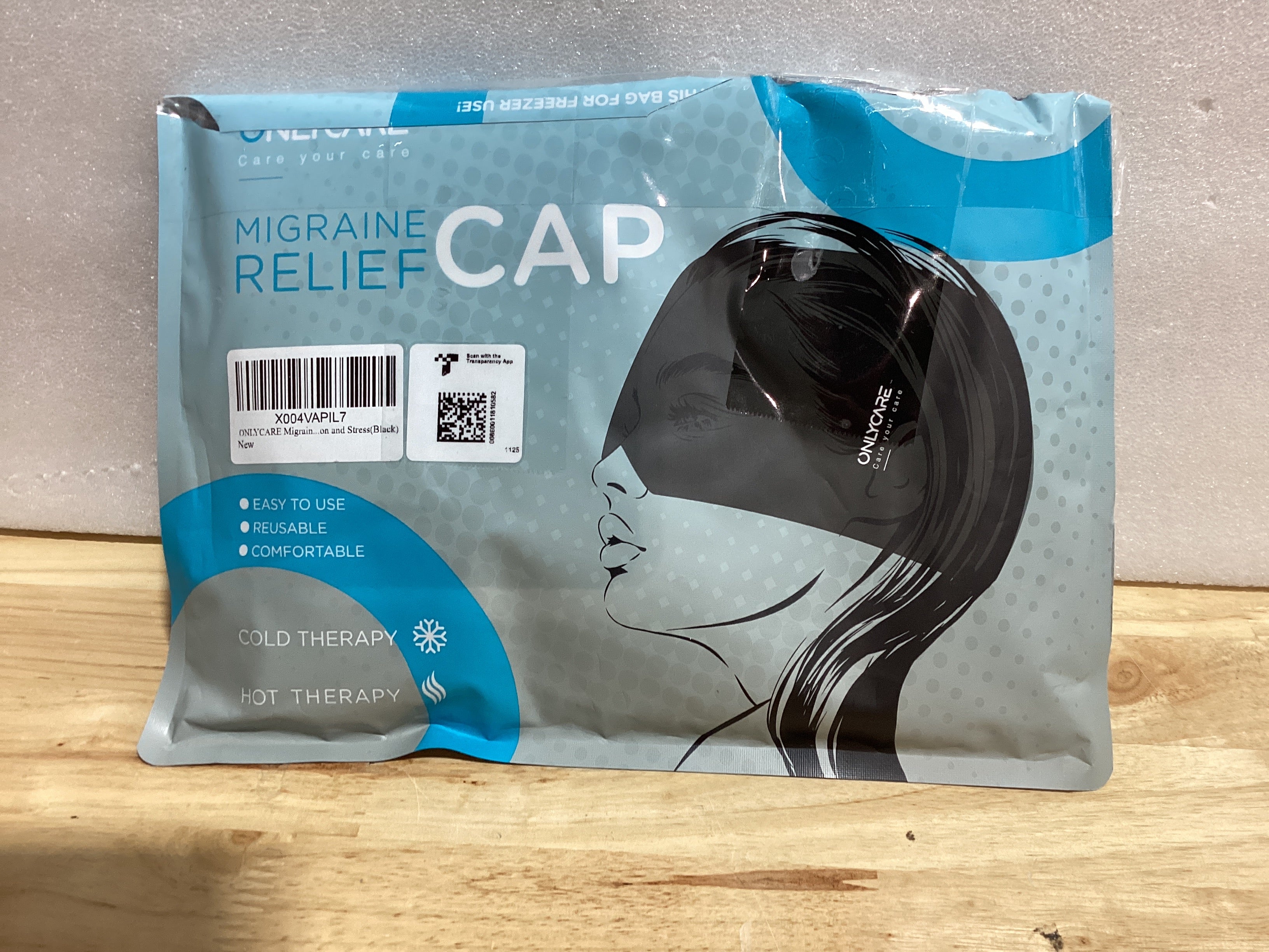ONLYCARE Gorra para Aliviar la Migraña, Gorra Mejorada Sin Olor para Aliviar el Dolor de Cabeza, Máscara de Compresa de Hielo de Gel Envolvente de 360° para Migraña, Sinusitis, Estrés, Dolores