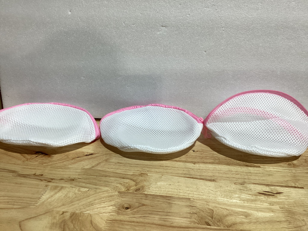Pack 3 Bolsas de Lavado para Brasieres Jeffdad — Malla con Cremallera, Protección para Lencería Delicada (Rosadas)