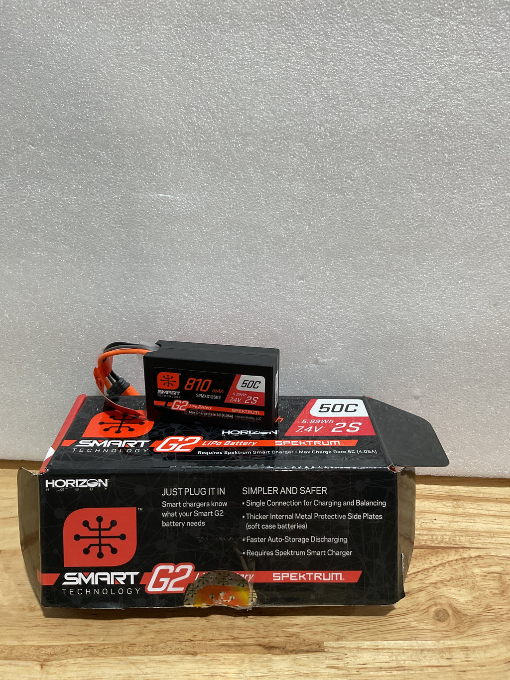 Batería LiPo Spektrum 7.4V 810mAh 2S Smart G2 50C con Conector IC2 – Alto Rendimiento para RC | SPMX812SH2