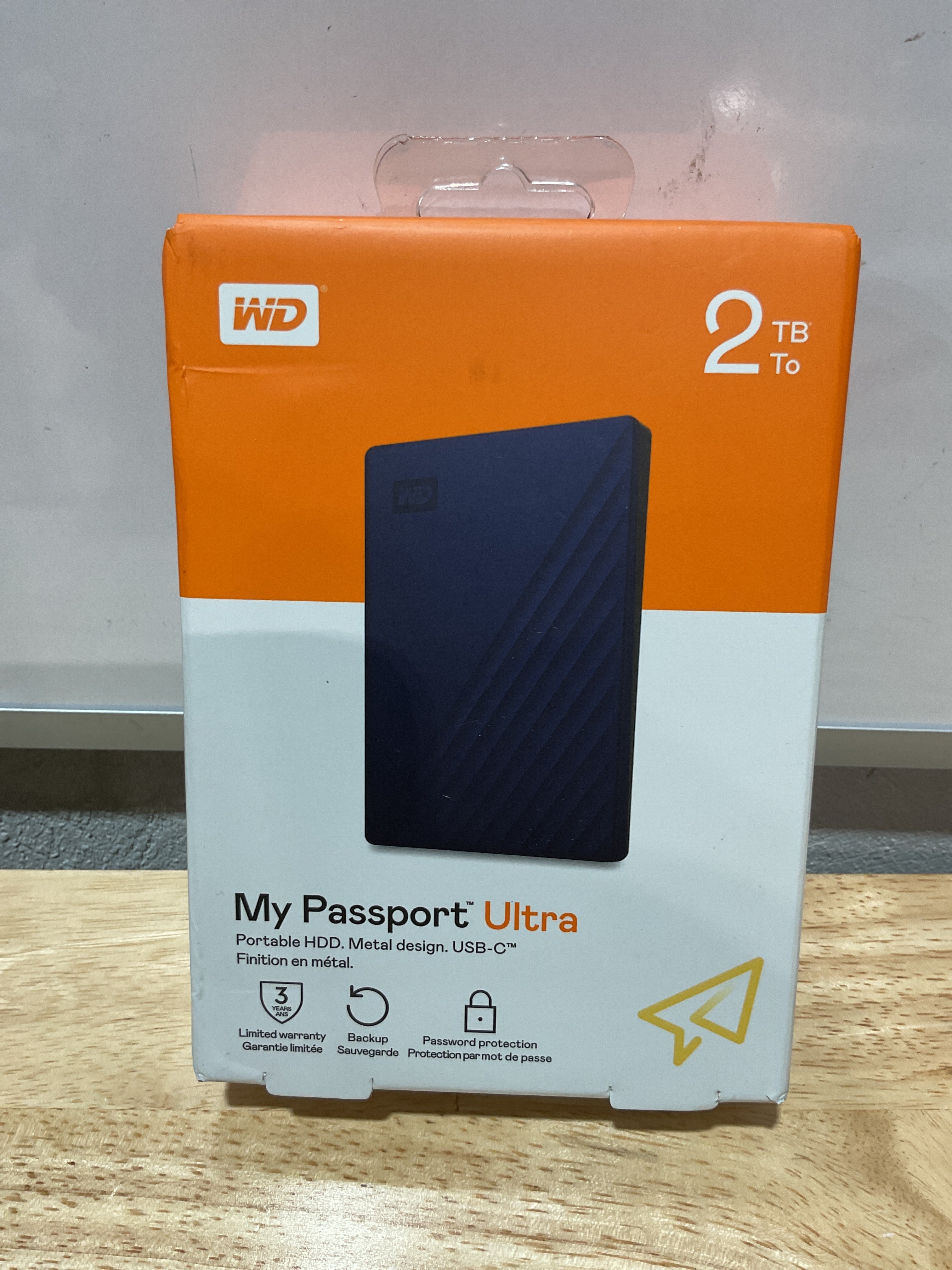 Disco Duro Portátil WD My Passport Ultra 2TB Azul — USB-C con Respaldo y Protección contra Ransomware
