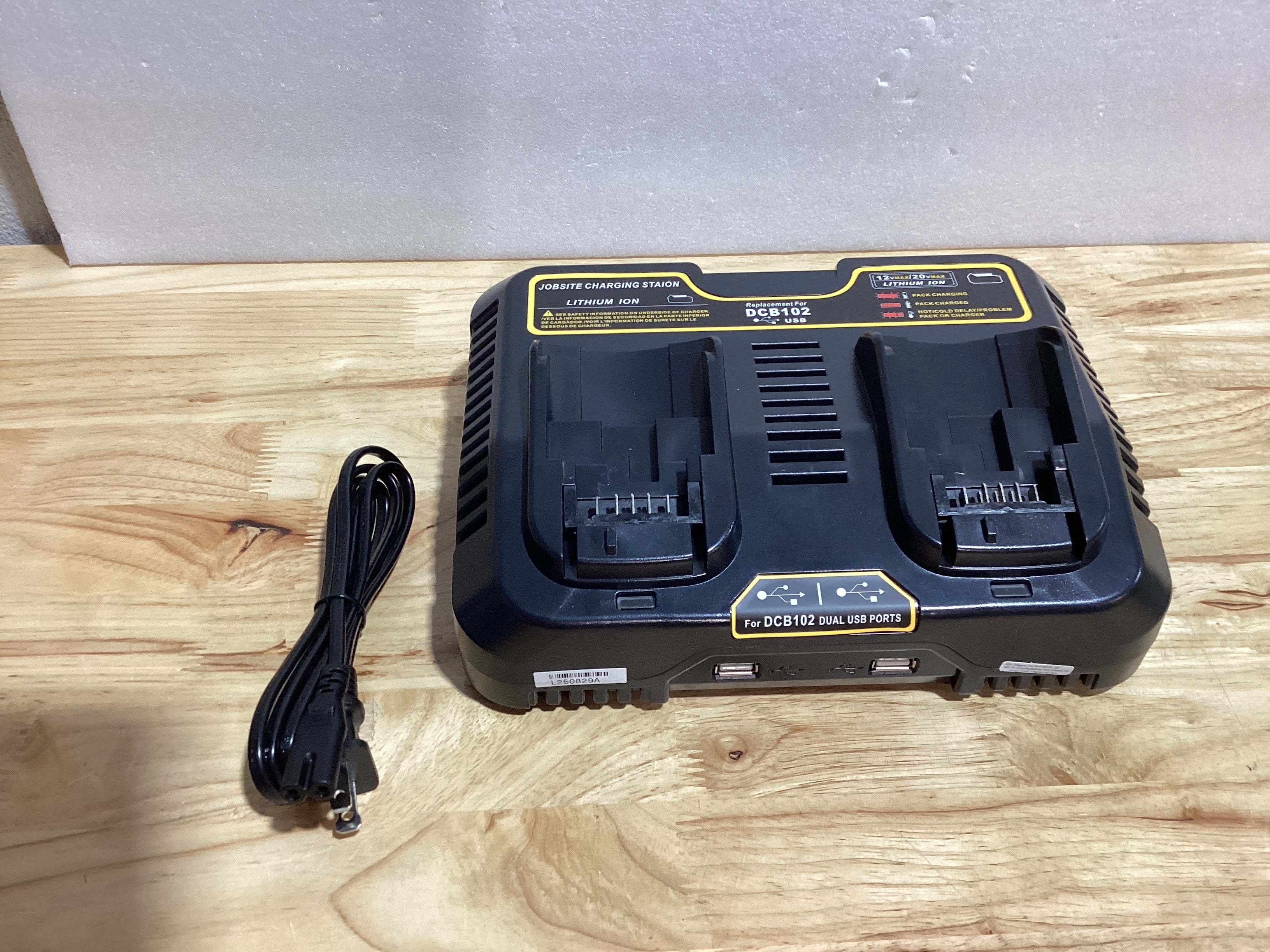 Biswaye DCB102 Cargador dual rápido compatible con batería de litio De-Walt 12V-20V MAX DCB206 DCB207 DCB609 DCB120 DCB124 estación de cargador DCB112 DCB115 DCB104 con puerto USB