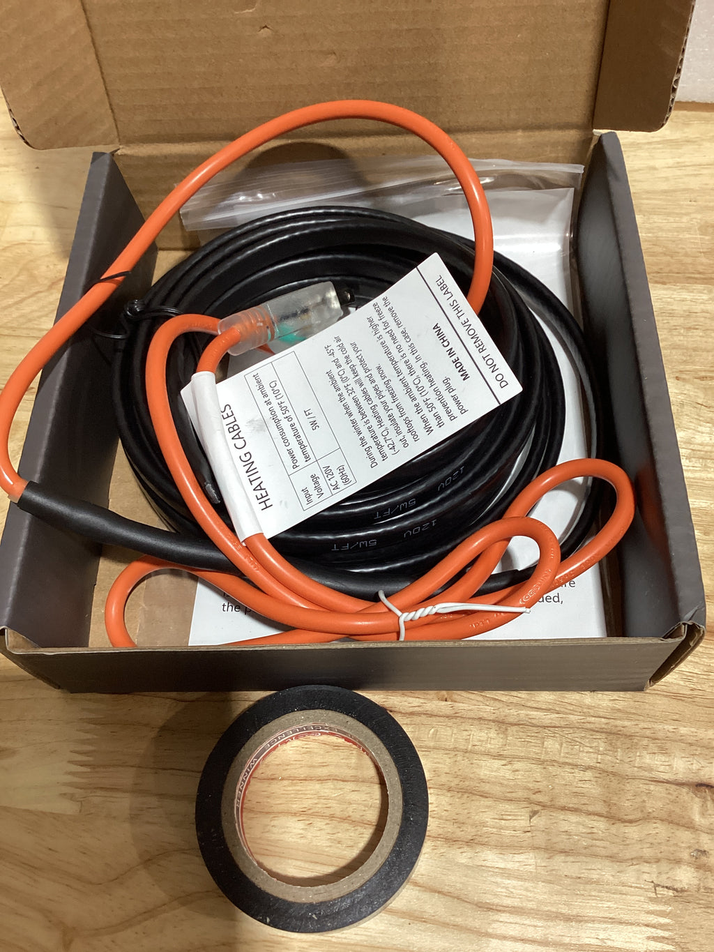 Cable Calefactor para Tuberías 24 Pies – Protección contra Congelamiento hasta -40°F, 120V, 5W/FT, para Techo, Canaletas y Granja