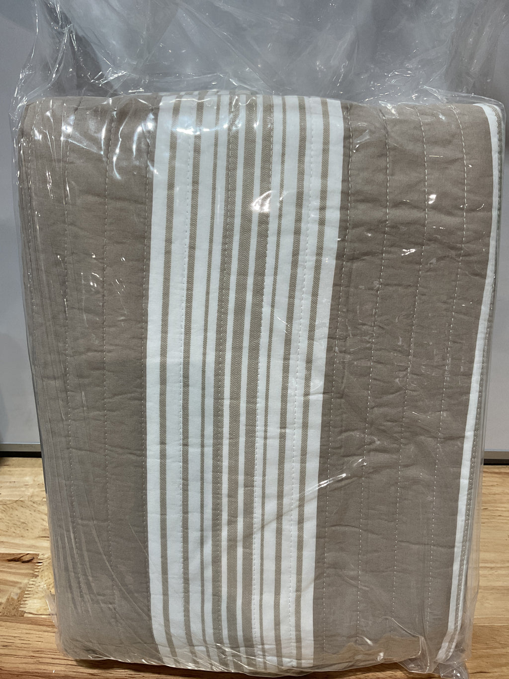 WDCOZY Colcha de Algodón 100% Queen Size Reversible – Diseño Farmhouse Beige y Blanco con 2 Fundas